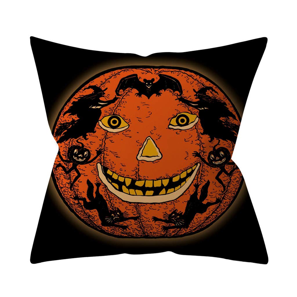 Halloween Pumpkin Throw Pillow Cover - Decorative Cushion Case for Sofa, Bed & Home Decor - Spooky Seasonal Home Accessories for Living Room, Porch & Party Decorations