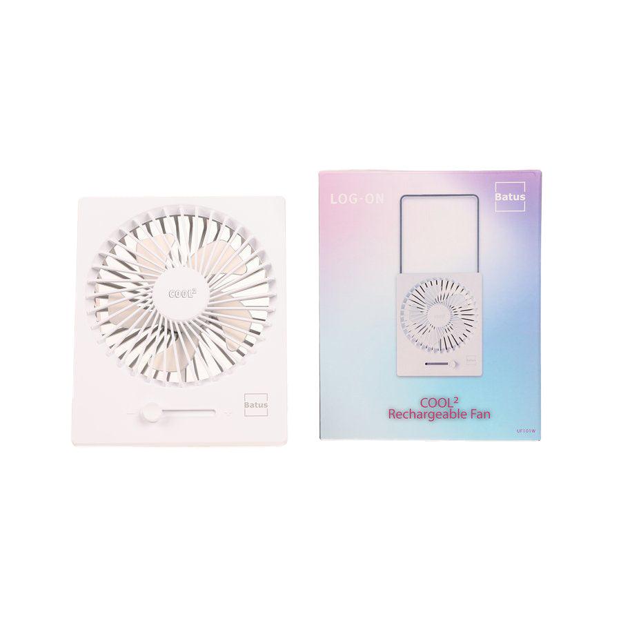 BATUS Cool 2 Foldable Desk Fan - Portable USB Rechargeable Mini Fan for Office, Home & Travel - Quiet Personal Cooling Fan with Adjustable Angles (White)