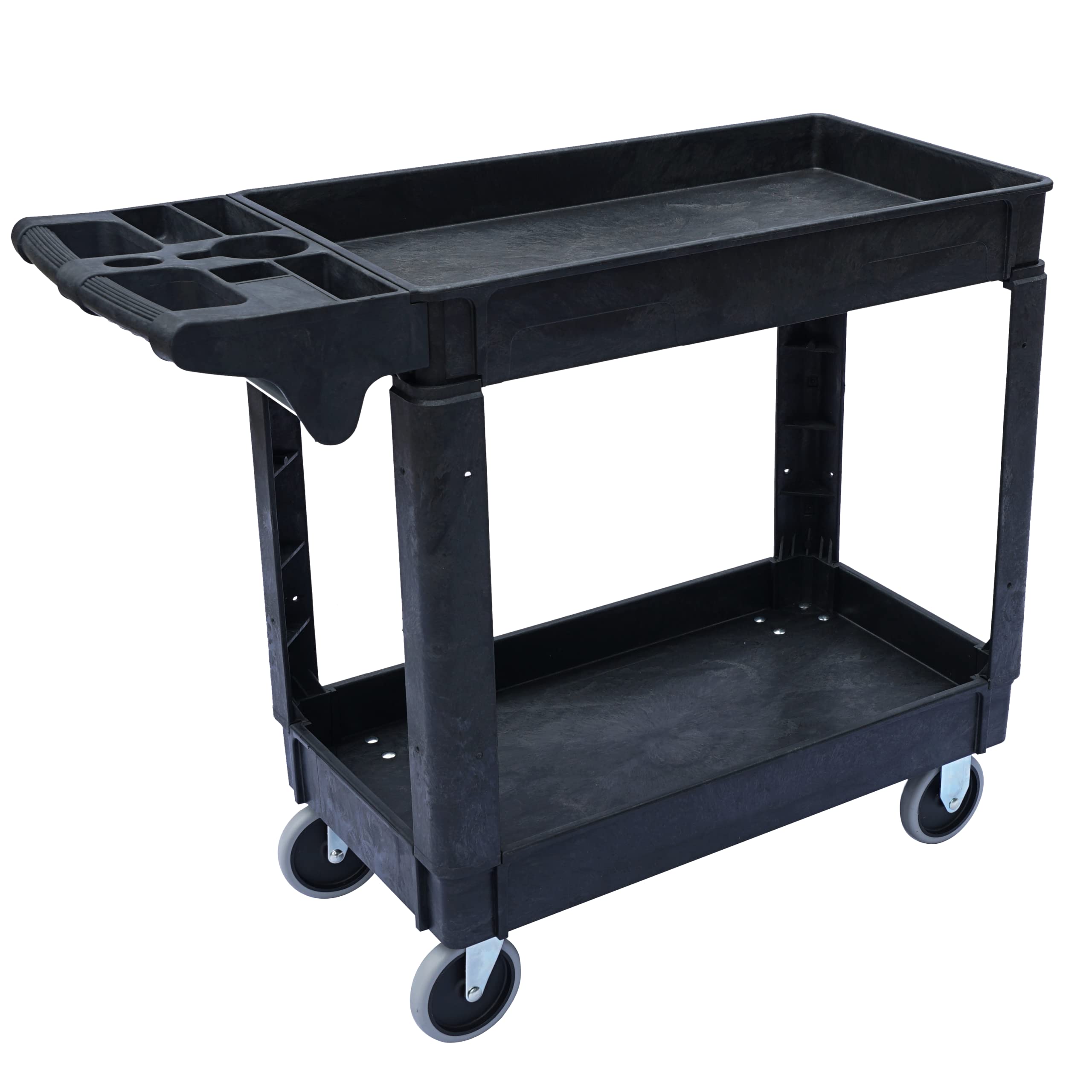 Southwire 65240340 Small 2-Shelf Utility Cart with Lipped Shelves - 500 lbs Capacity for Warehouse, Garage, Cleaning & Manufacturing | Heavy-Duty Service Cart for Tools, Supplies & Equipment Organization