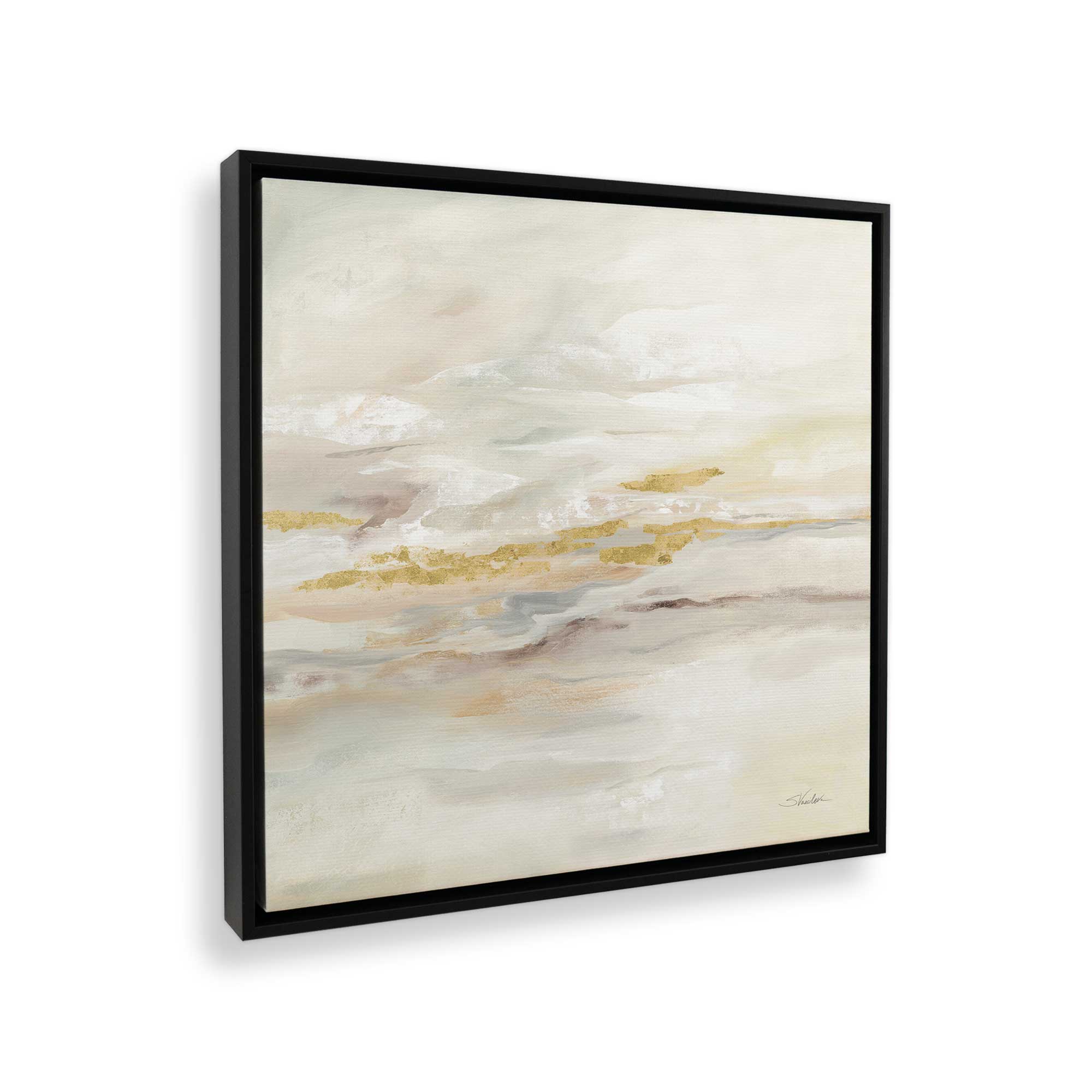 Golden Drift Reflections Canvas Wall Art Print - Modern Abstract Painting for Living Room, Bedroom & Office Decor