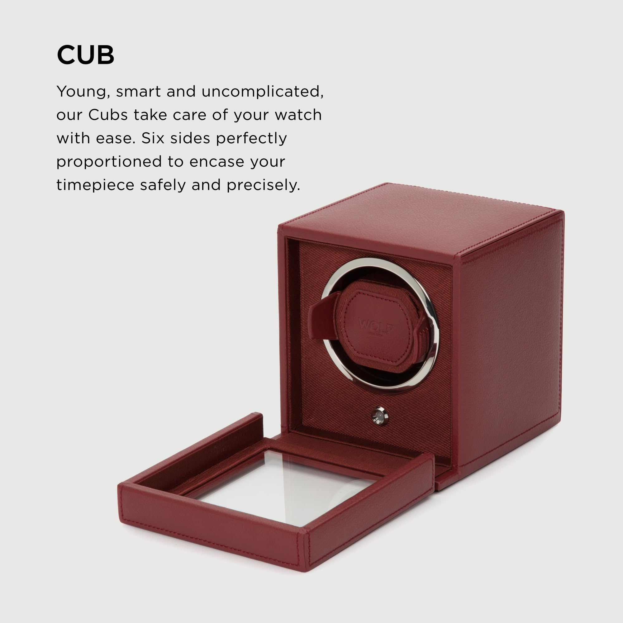 Premium Wolf Cub Single Watch Winder with Glass Cover - Automatic Watch Storage & Display Case for Rolex, Omega & Luxury Watches - Perfect for Home, Office & Travel Use