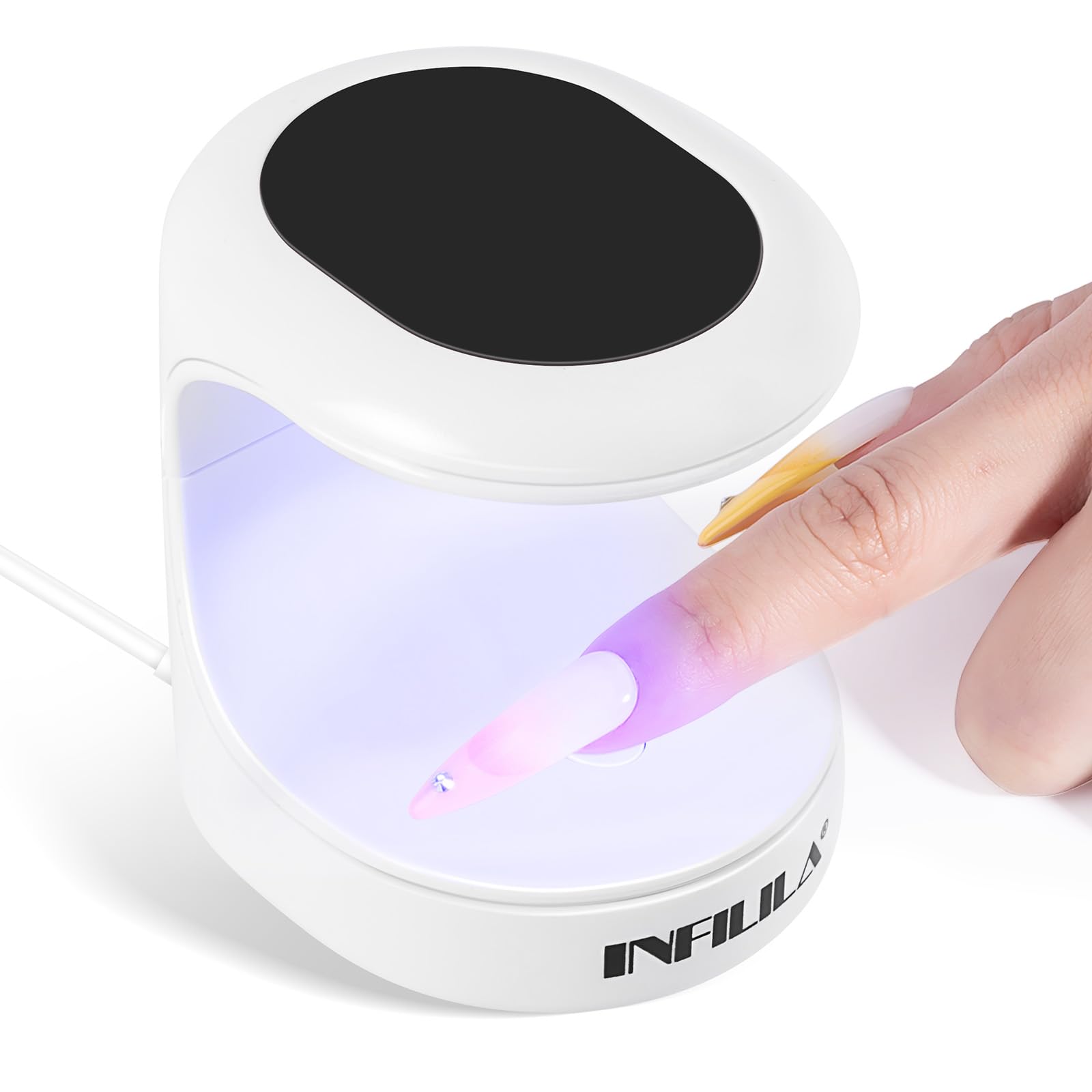 INFILILA Mini UV LED Nail Lamp - 16W Portable USB Nail Dryer with 180° Opening Design for Quick Curing All Gel Types | Perfect for Home Manicures, Salon Professionals & Travel Nail Care (Black)