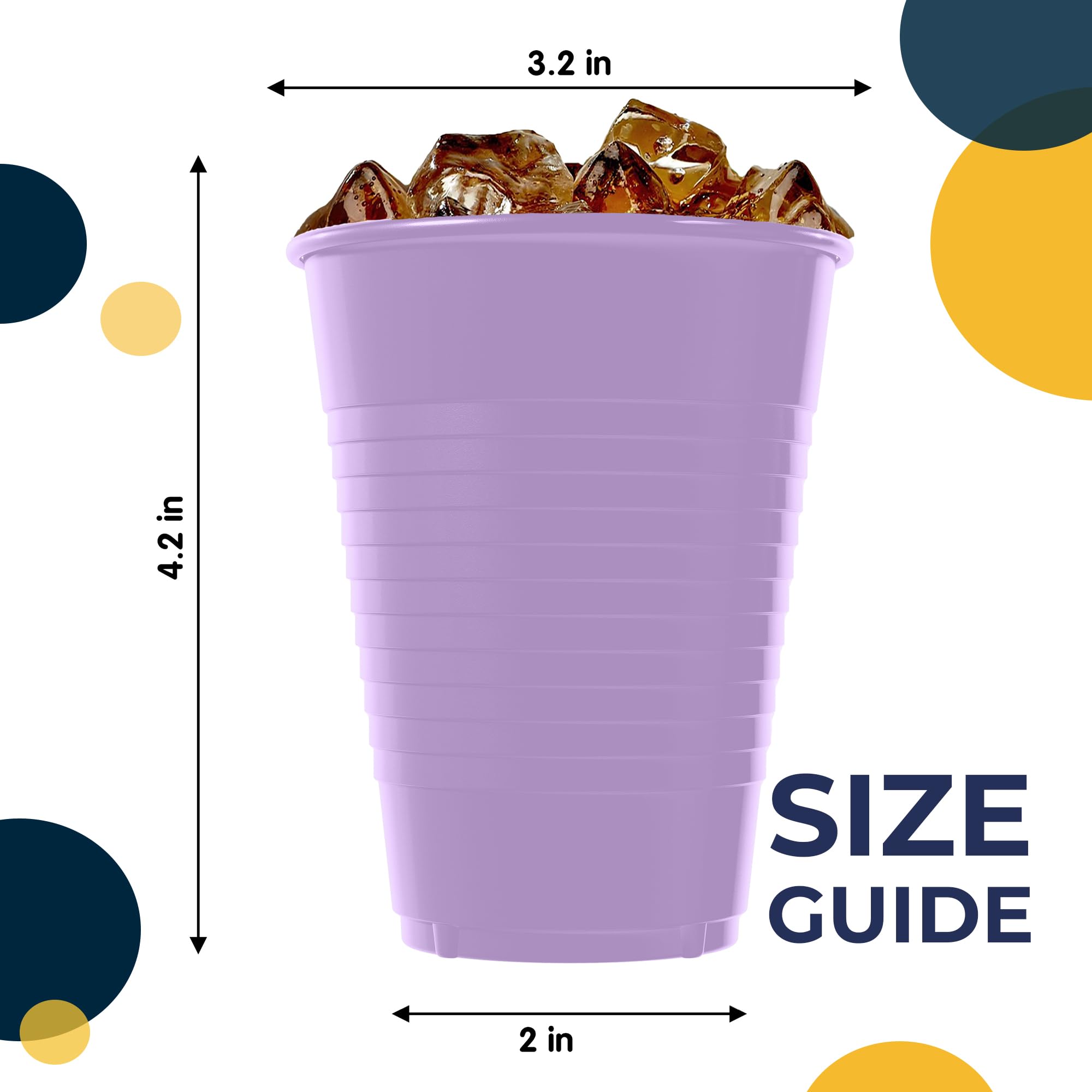 50 Pack Lavender Plastic Cups 12 Oz - Disposable Party Cups for Events, Weddings, BBQs & Everyday Use | Bulk Drinking Cups | BPA-Free Plastic Drinkware | Elegant Purple Party Supplies