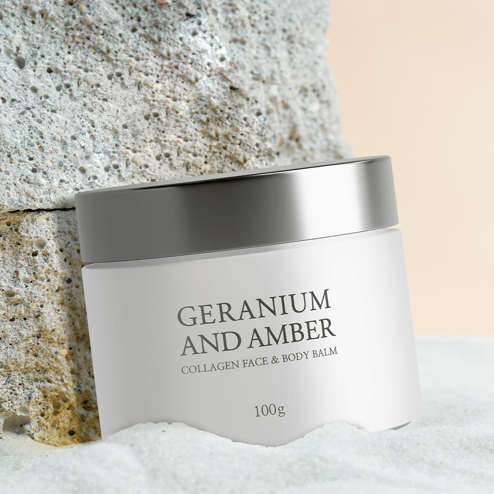 Geranium & Amber Collagen Face and Body Cream - Anti-Aging Moisturizer for Dry Skin | Day & Night Hydration | Organic Skincare for Women & Men
