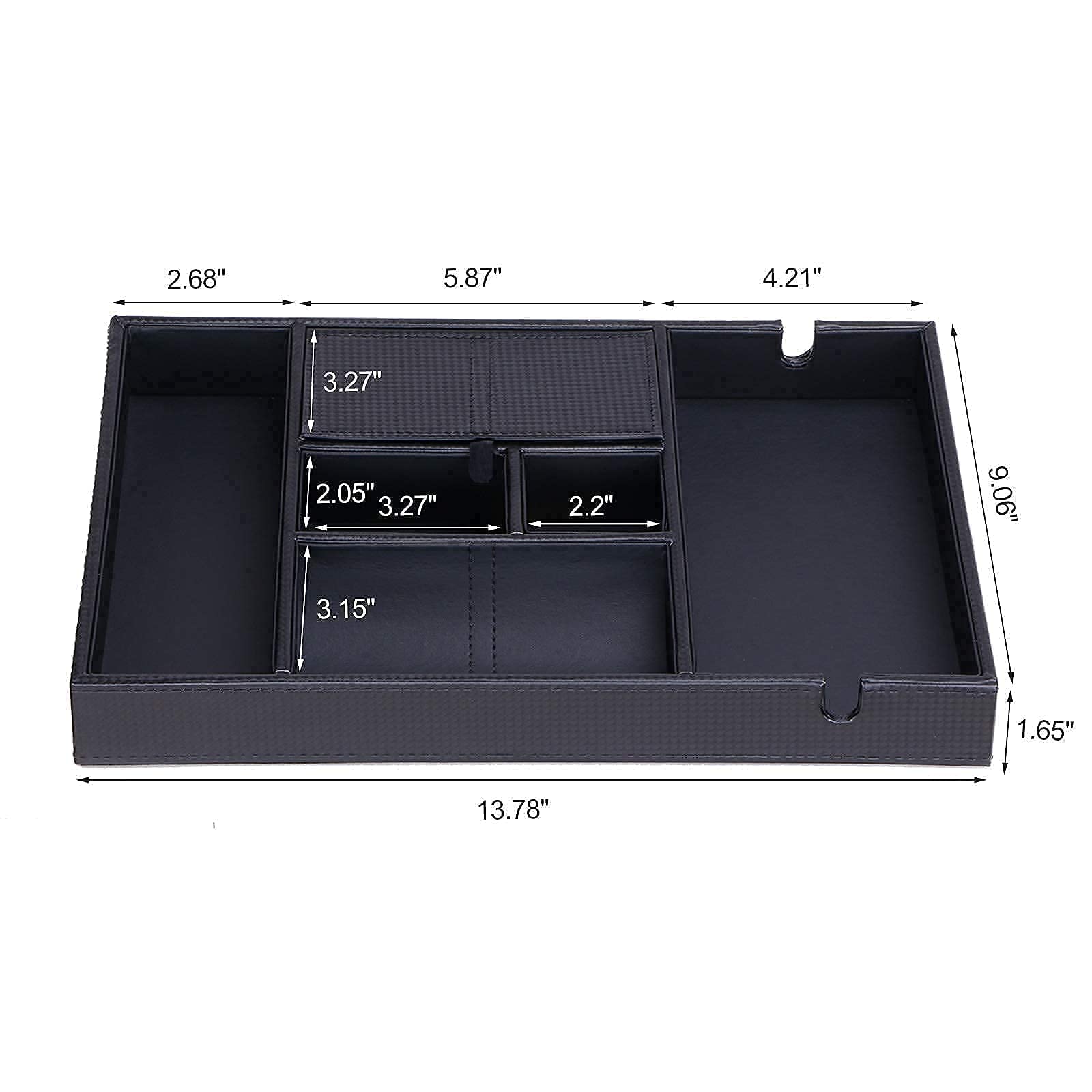 BEWISHOME Carbon Fiber Watch Box Organizer & Valet Tray - Men's Dresser and Nightstand Storage Case - Perfect for Watch Collection, Jewelry, and Small Essentials Organization at Home or Office