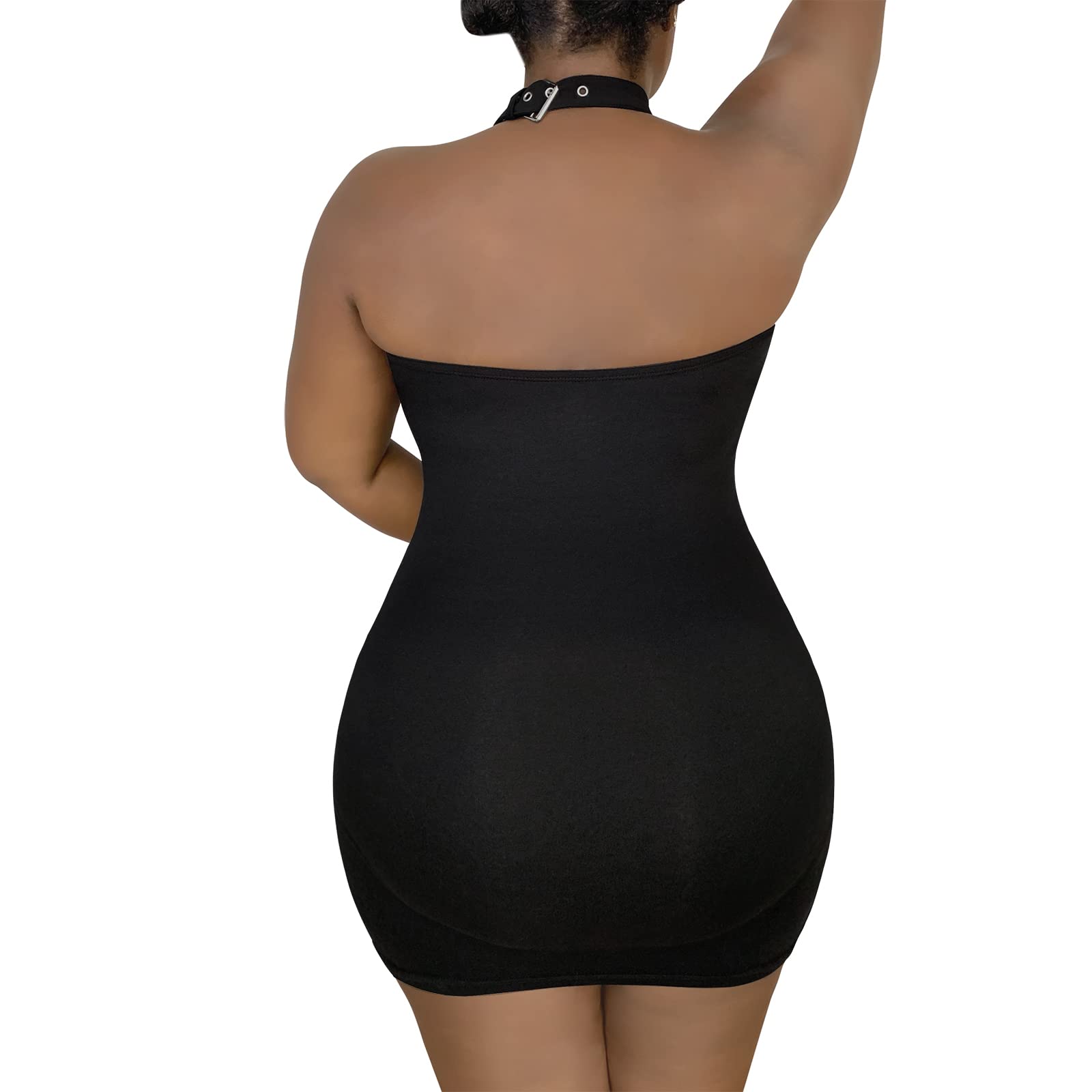 LittleForBig Women's Cotton Overall Vampy Collar Bodycon Mini Dress - Sexy Babydoll Jumpsuit Romper (Pink, XS-XXXXL) | Perfect for Cosplay, Lingerie & Nightwear