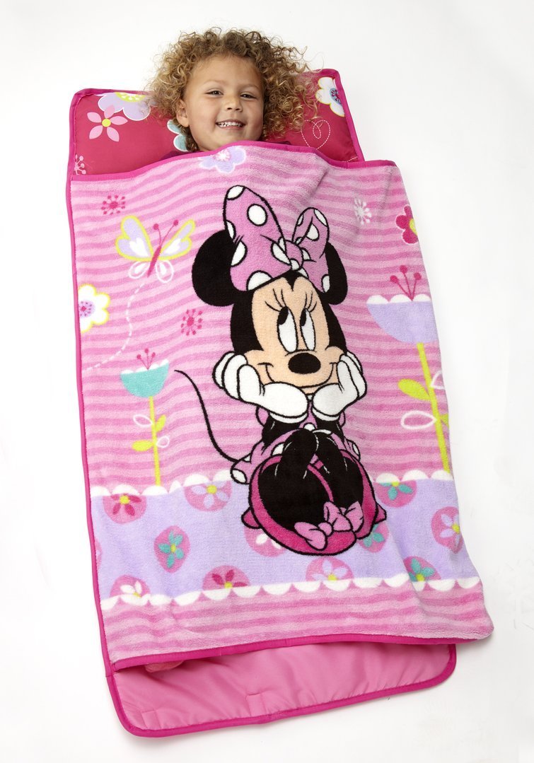 Disney Minnie Mouse Toddler Rolled Nap Mat - Sweet as Minnie Design for Daycare & Preschool - Portable Sleeping Mat for Kids' Nap Time & Travel