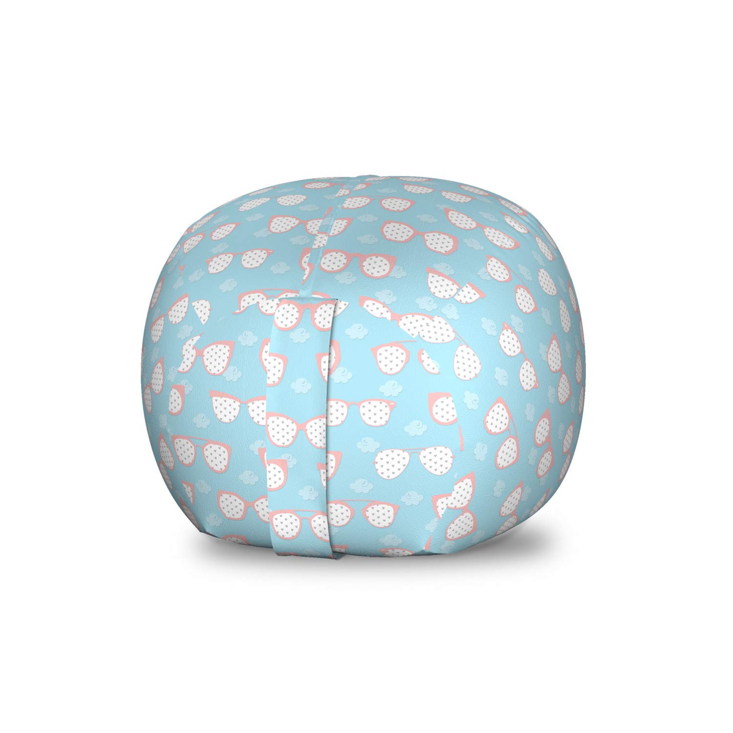 Ambesonne Pastel Blue Blush Storage Toy Bag Chair - Stuffed Animal Organizer & Washable Toy Storage Bag with Mini-Clouds Design - Perfect for Kids' Room, Nursery, Playroom Organization & Toy Storage Solutions