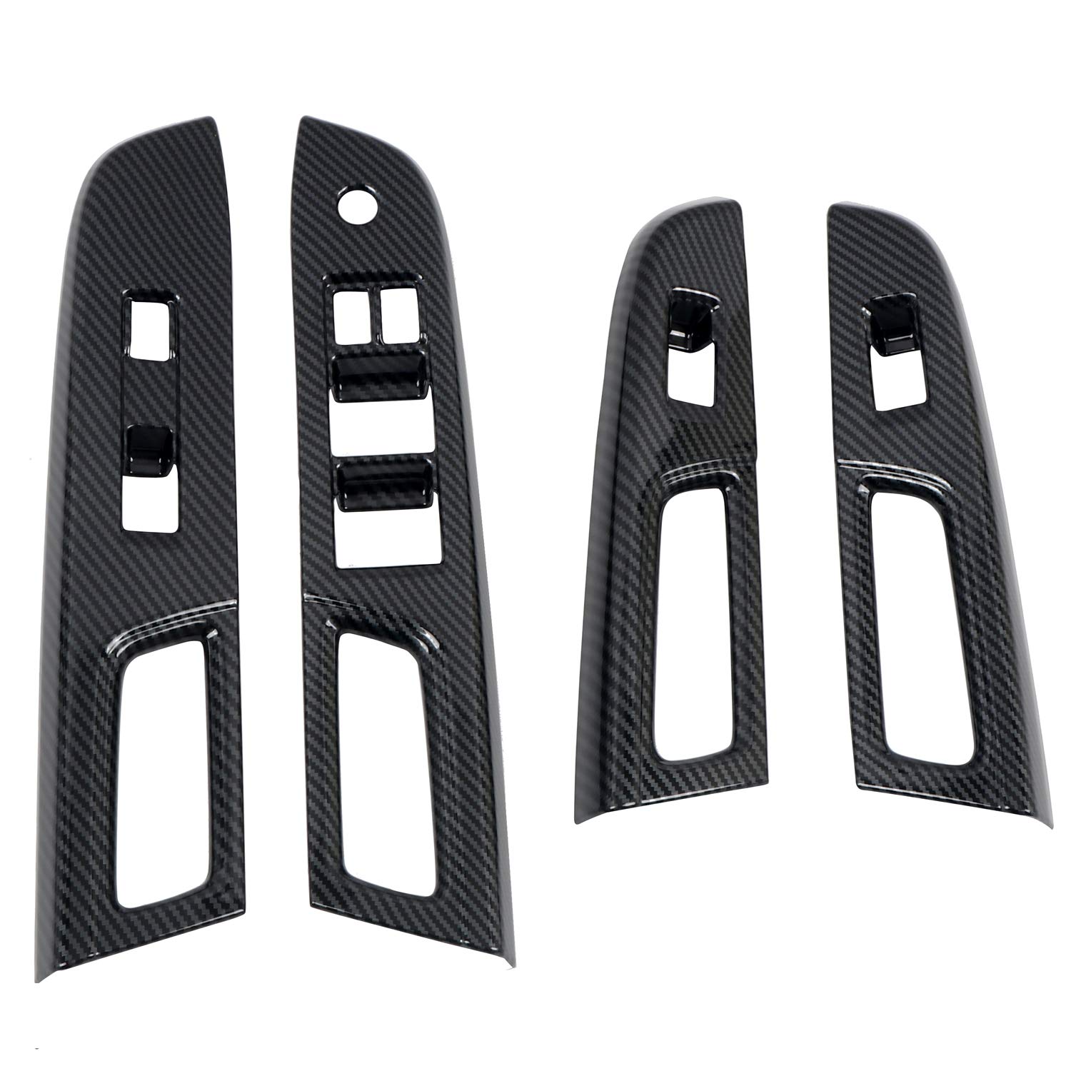 Premium Carbon Fiber Grain Car Interior Accessories - Window Switch Cover Trim Kit (4pcs ABS) for Subaru WRX STI 2017 LHD Only | Durable & Stylish Upgrade for Enhanced Interior Look | Perfect for Car Enthusiasts & Customization Projects