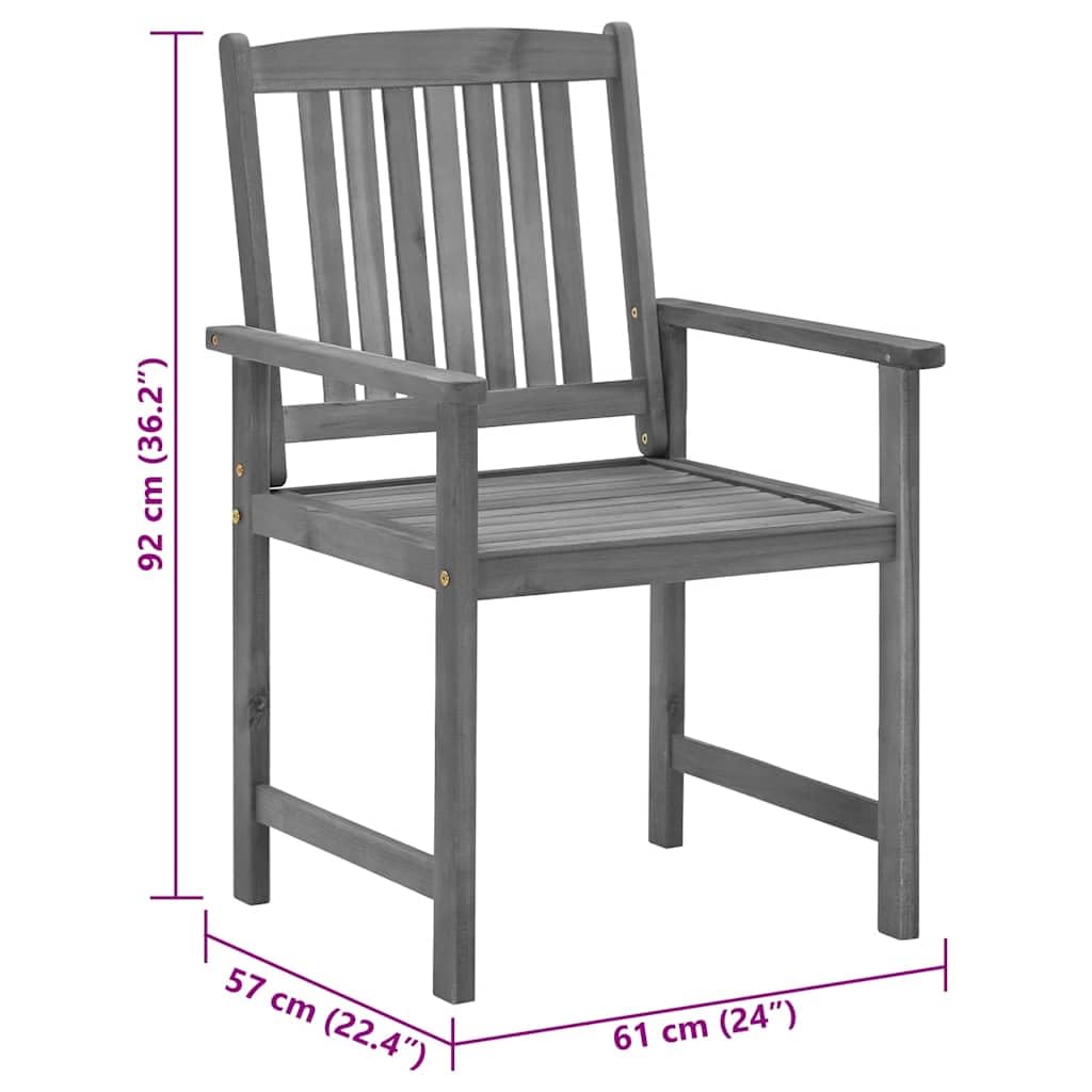 vidaXL 2-Piece Solid Acacia Wood Patio Chairs Set with Cushions - Gray Wash Finish Outdoor Furniture - Durable Farmhouse Style Seating for Garden, Deck, Poolside & Backyard Relaxation