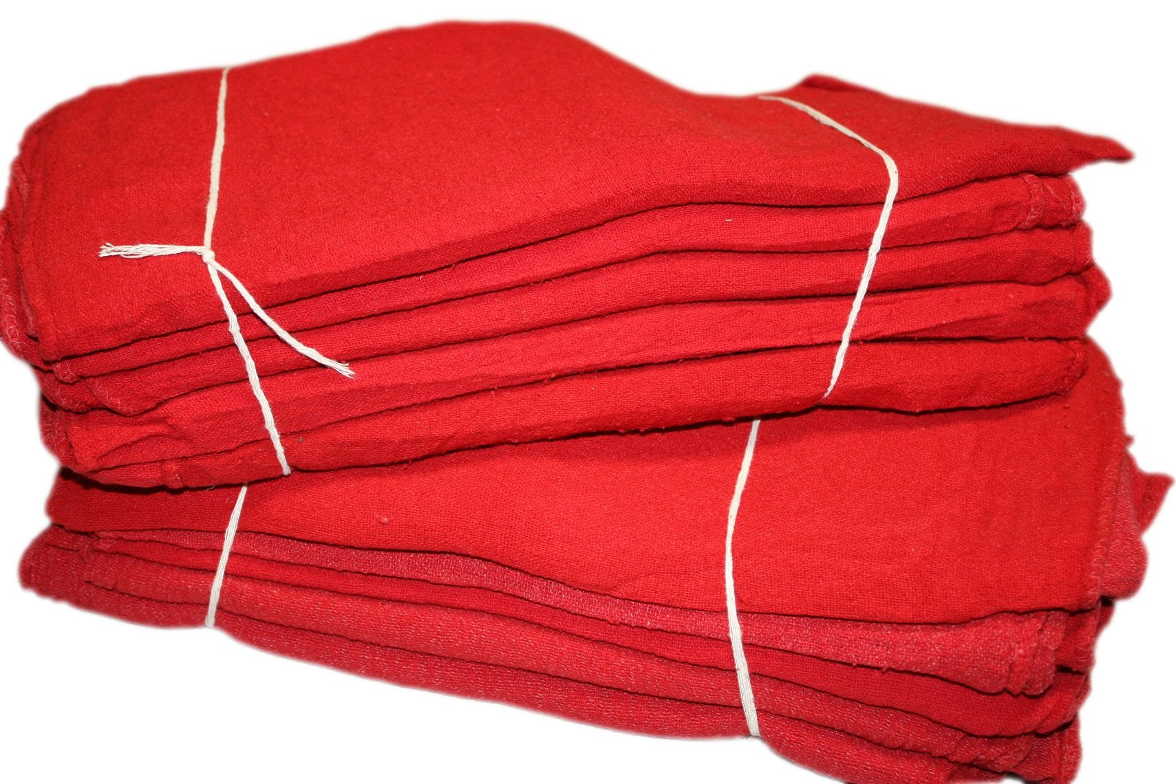 Atlas 500-Piece Red Shop Towels - 100% Cotton Industrial Cleaning Rags for Heavy-Duty Use | Bulk Pack for Automotive, Workshop, Garage & Home Cleaning | Perfect for Wiping Floors, Machinery & Tools