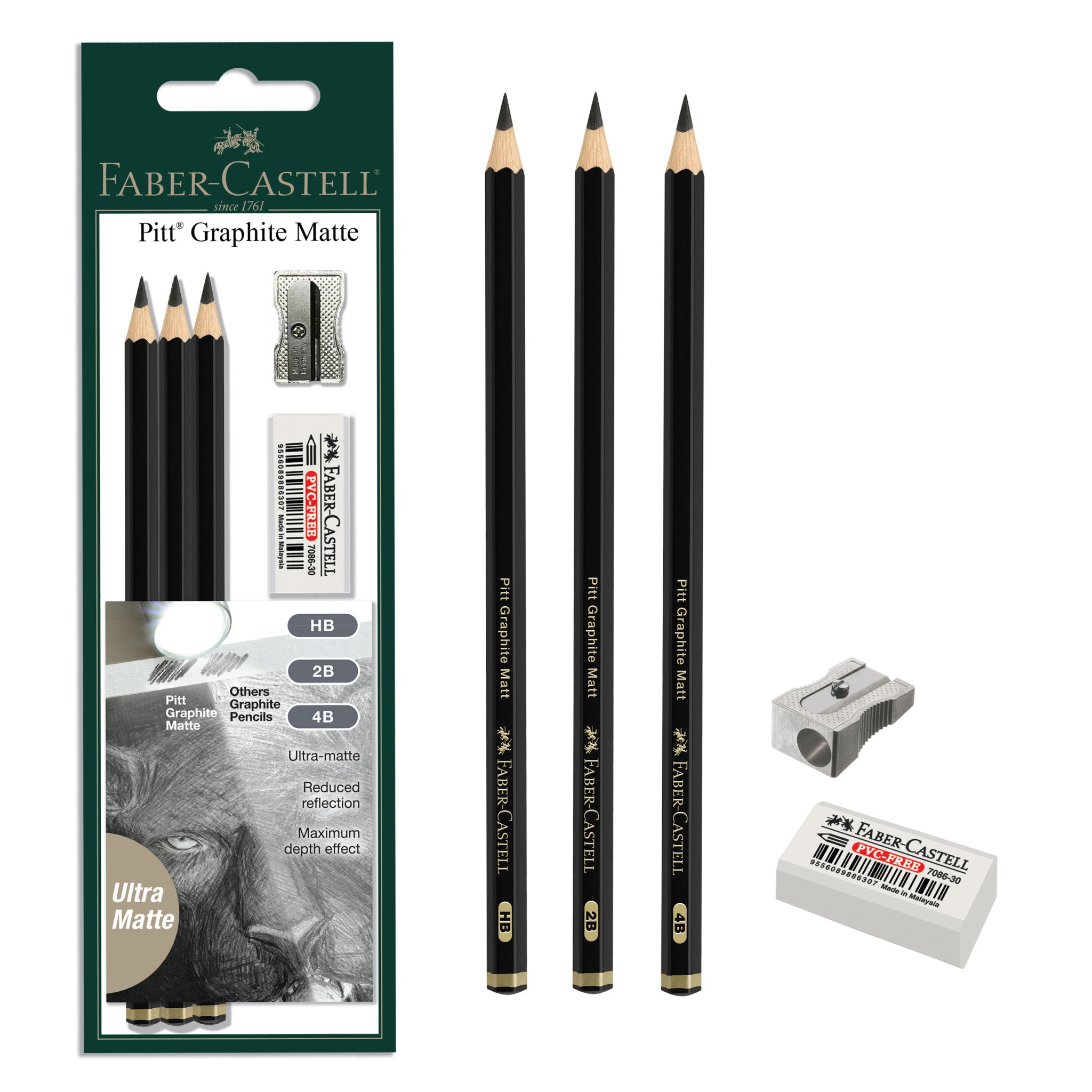Premium Pitt Graphite Matte Sketching Pencils Set - HB, 2B, 4B for Artists & Drawing | Ideal for Sketching, Shading & Professional Artwork | #800166
