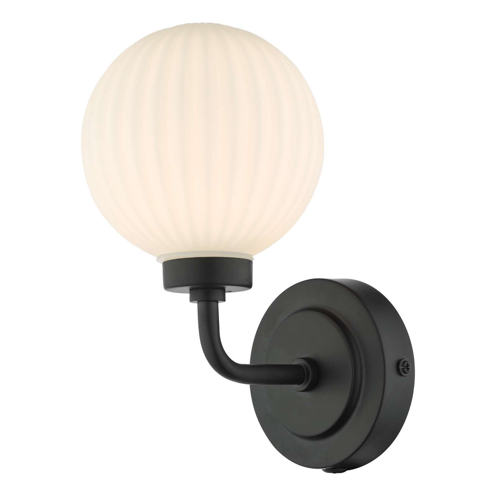 Alrik Modern Bathroom Wall Light - Matt Black Finish with Opal Glass Shade, IP44 Waterproof for Bathroom, Vanity, and Powder Room Lighting