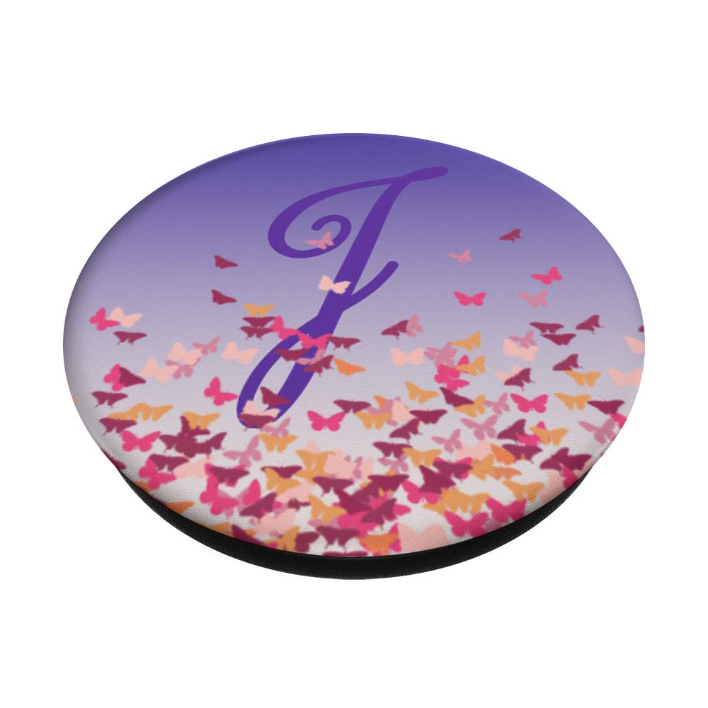 Personalized Letter J Monogram Butterfly Confetti Design on Purple Background - Perfect for Birthday Parties, Baby Showers & Wedding Decorations