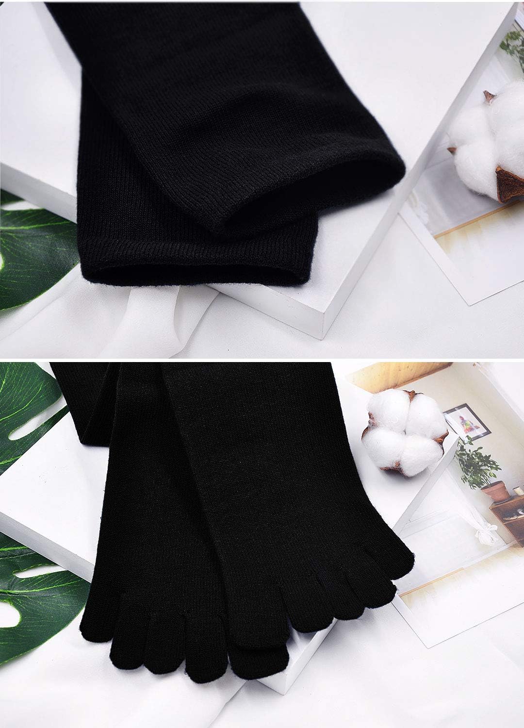 ZAKASA Men's Toe Socks for Running & Athletic - 5 Finger Cotton Crew Socks with Cushion - Perfect for Sports, Yoga, and Outdoor Activities