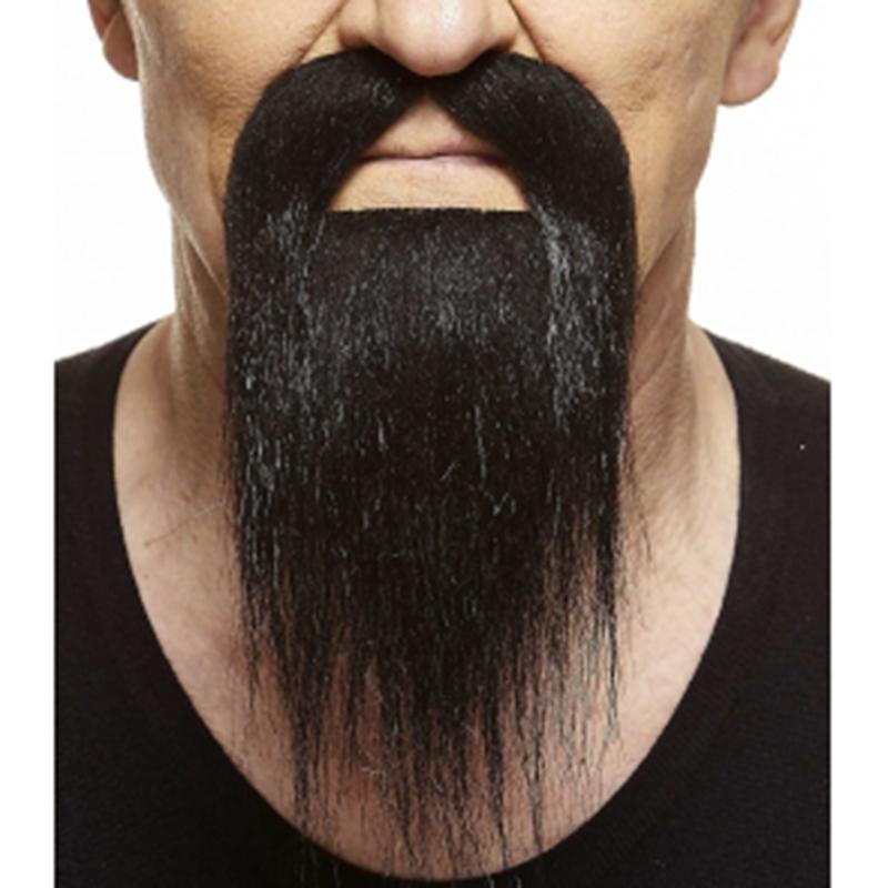Black Mustache with Long Beard - Natural Look Fake Beard for Cosplay & Costume - Perfect for Halloween, Theater, and Themed Parties