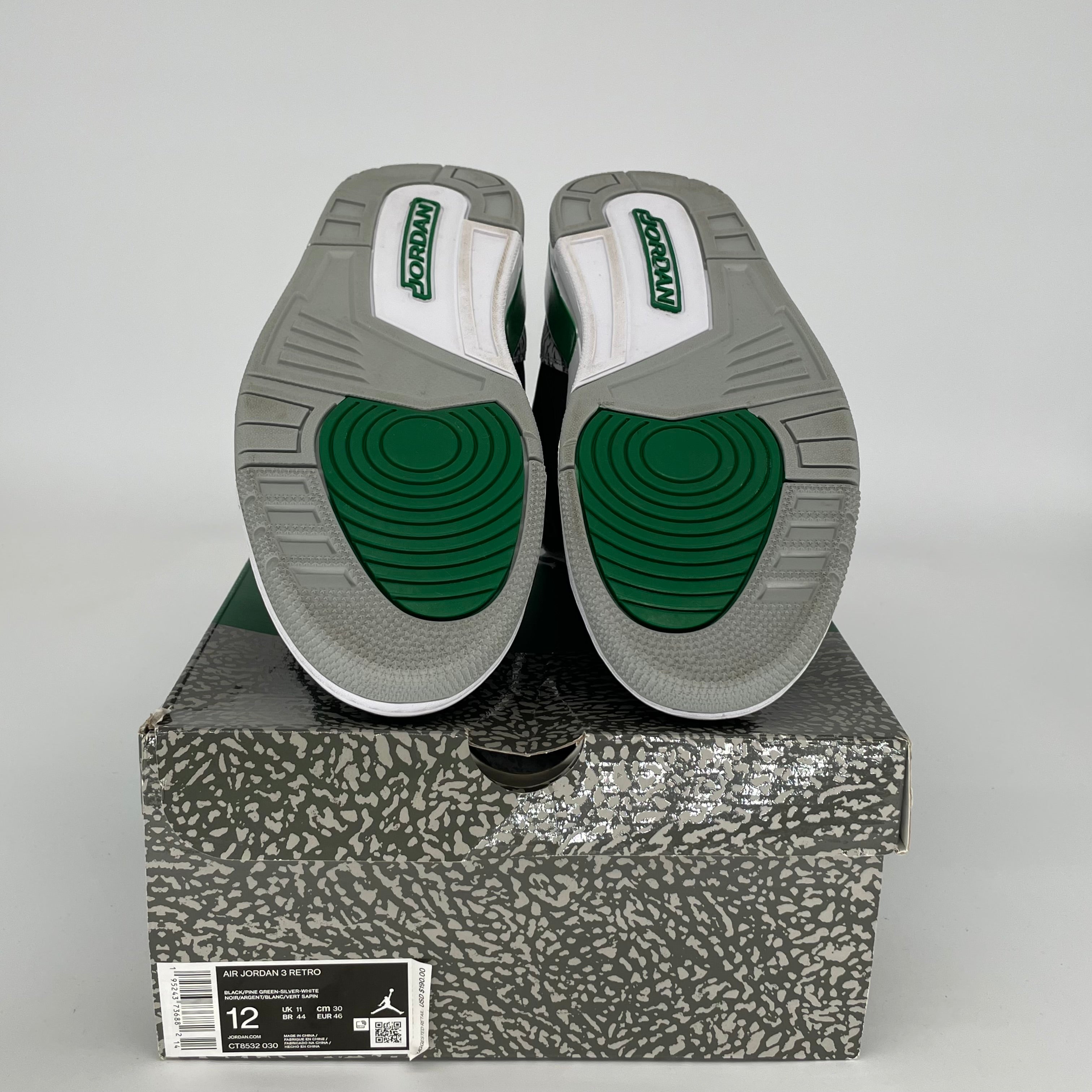 AIR JORDAN 3 Retro Pine Green Men's Basketball Shoes Size 12 - CT8532-030 - Perfect for Streetwear & Sneaker Collection