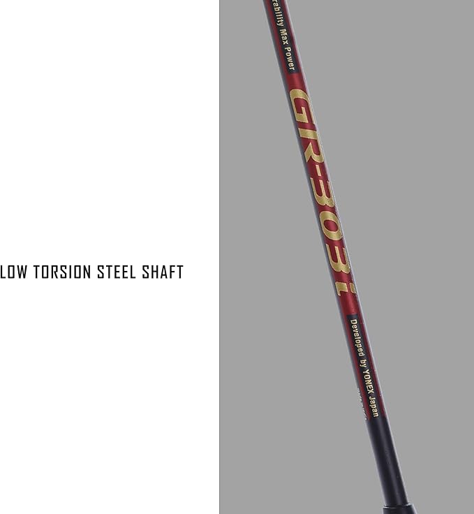 Yonex GR 303i Dark Red Badminton Racket Prestrung - High Performance Carbon Graphite Shuttlecock Racquet for Professional & Recreational Players - Perfect for Tournaments, Training & Backyard Games (Made in India)