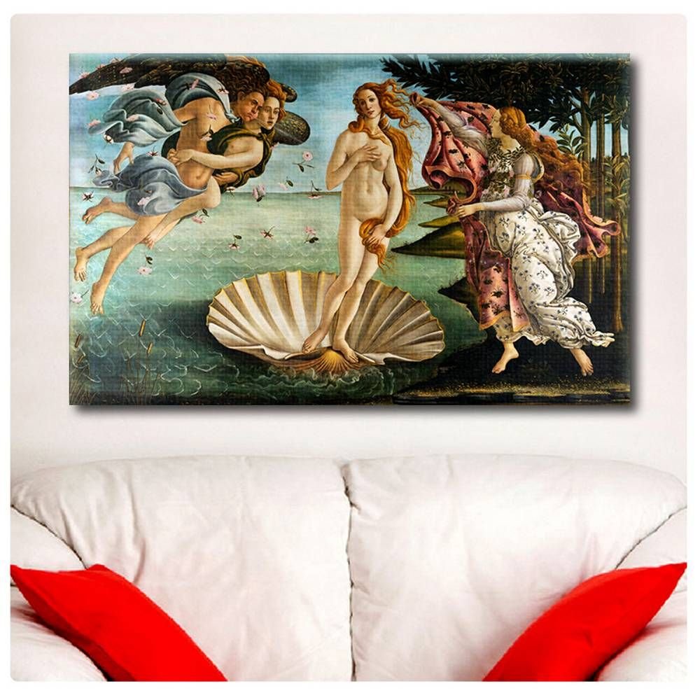 Alonline Art - The Birth of Venus by Sandro Botticelli | Framed Stretched Canvas Wall Art (42