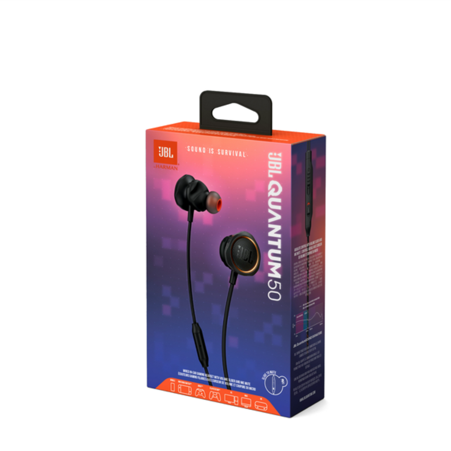 JBL Quantum 50 Wired Gaming Headset with Microphone - Black | Noise Cancelling Over-Ear Headphones for PC, PS4, Xbox & Mobile Gaming