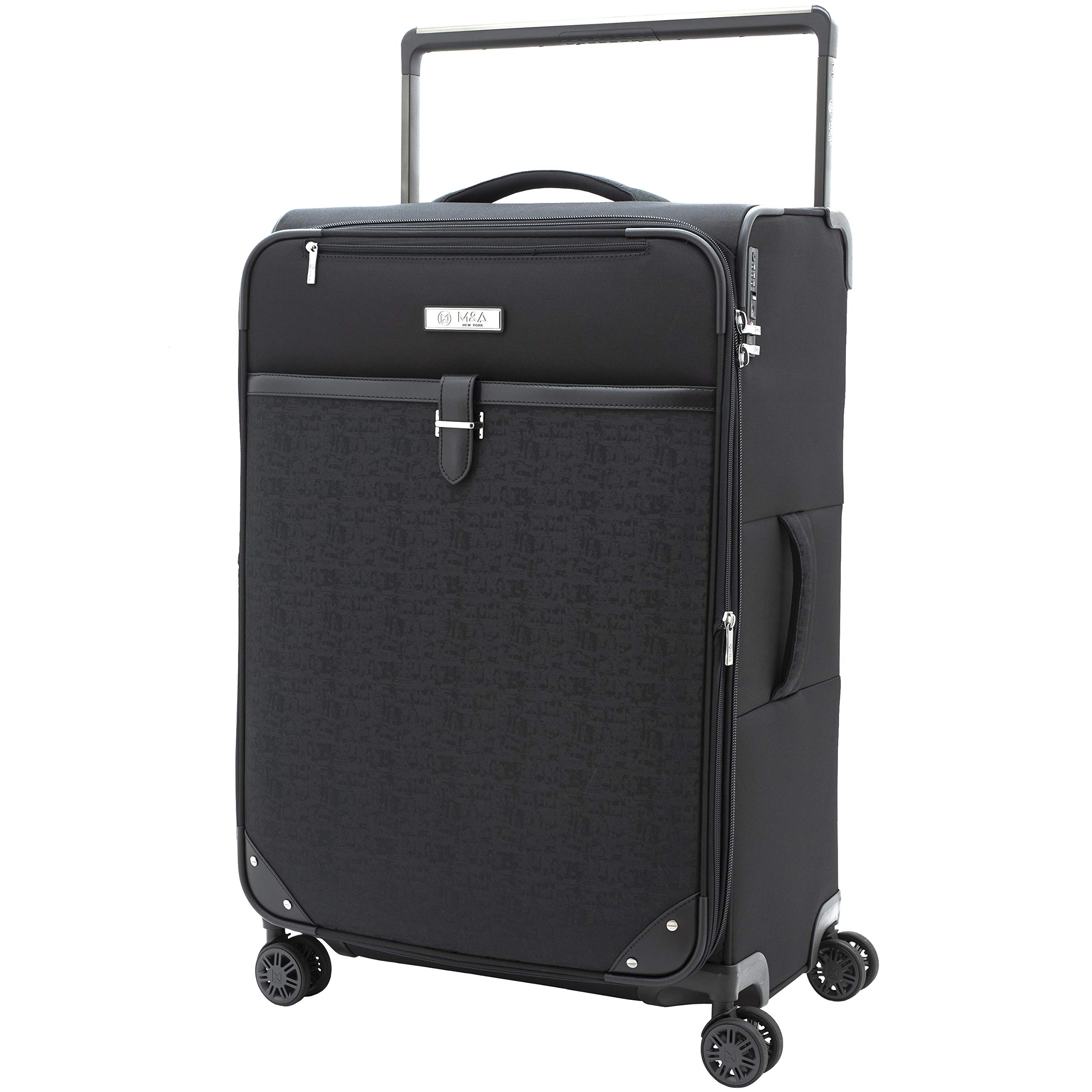 M&A Encore Wide Trolley Spinner Luggage with TSA Lock - 2-Piece Set (20/28 Inch) - Black - Lightweight Expandable Suitcase for Business Travel & Vacation - Perfect for Airplane Carry-On & Checked Baggage