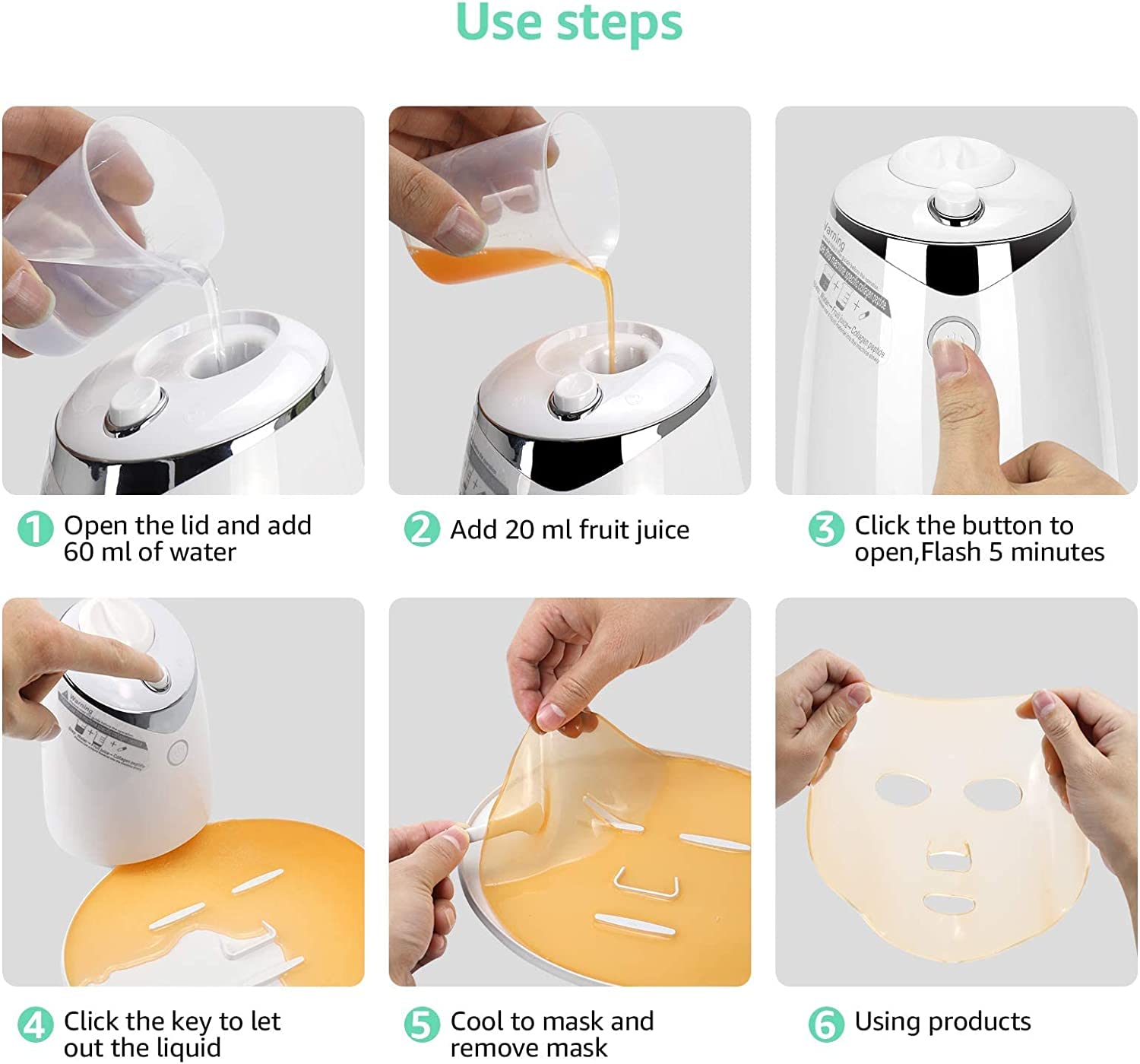Dratal Automatic DIY Facial Mask Maker Machine for SPA - Natural Fruit & Vegetable Face Care with Voice Transmission - Perfect for Home Spa, Skincare Routine & Relaxation