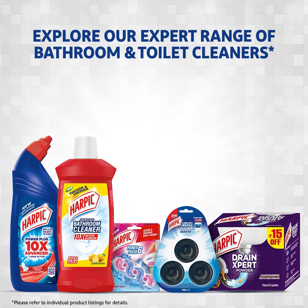 Harpic Toilet Cleaner Liquid 500ml (Pack of 2) - Bleach, Disinfectant & Whitener for Bathroom Cleaning | Removes Stains & Odors | Ideal for Toilets, Sinks & Tiles