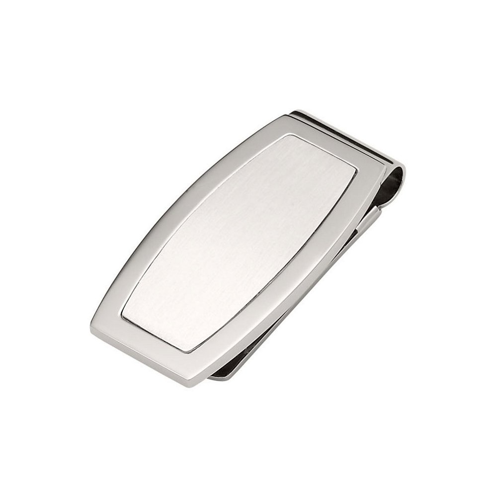 Engravable Black Bow Stainless Steel Money Clip - Polished & Brushed Finish - Perfect for Gifts, Weddings, and Everyday Carry