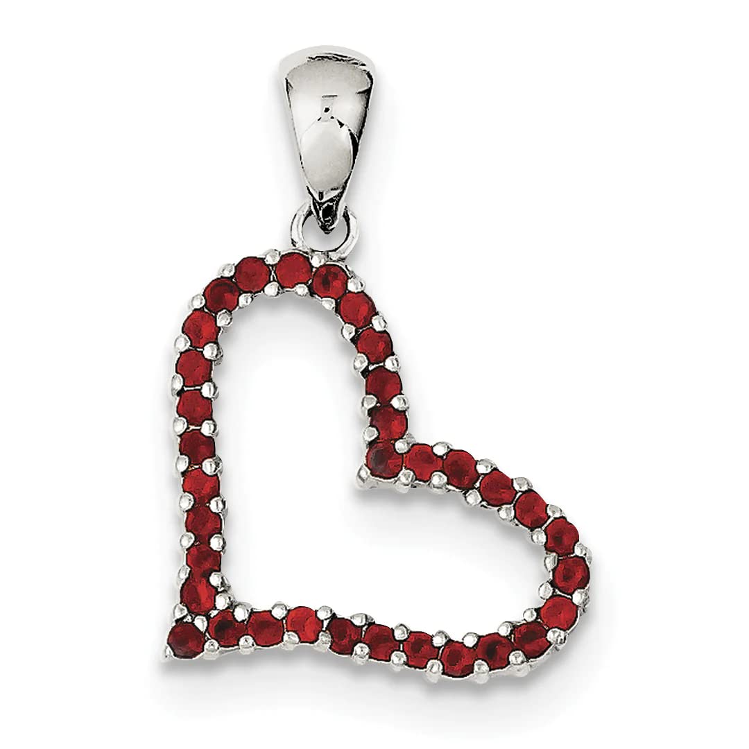 925 Sterling Silver Red CZ Heart Pendant Necklace for Women - Elegant Valentine's Day Gift, Anniversary Jewelry & Romantic Date Night Accessory