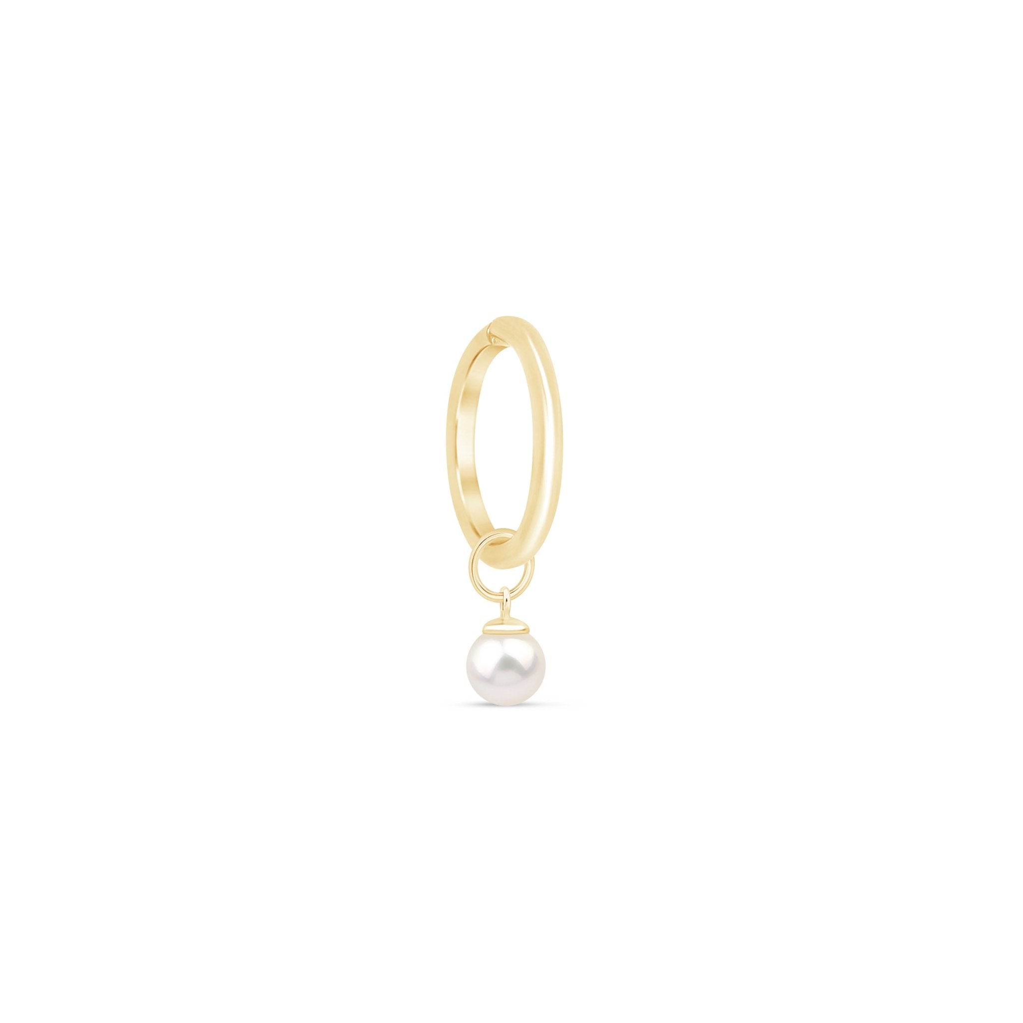 14K Solid Yellow Gold Hoop Earrings with Pearl Charm - Elegant Jewelry for Women, Perfect for Parties, Weddings & Daily Wear