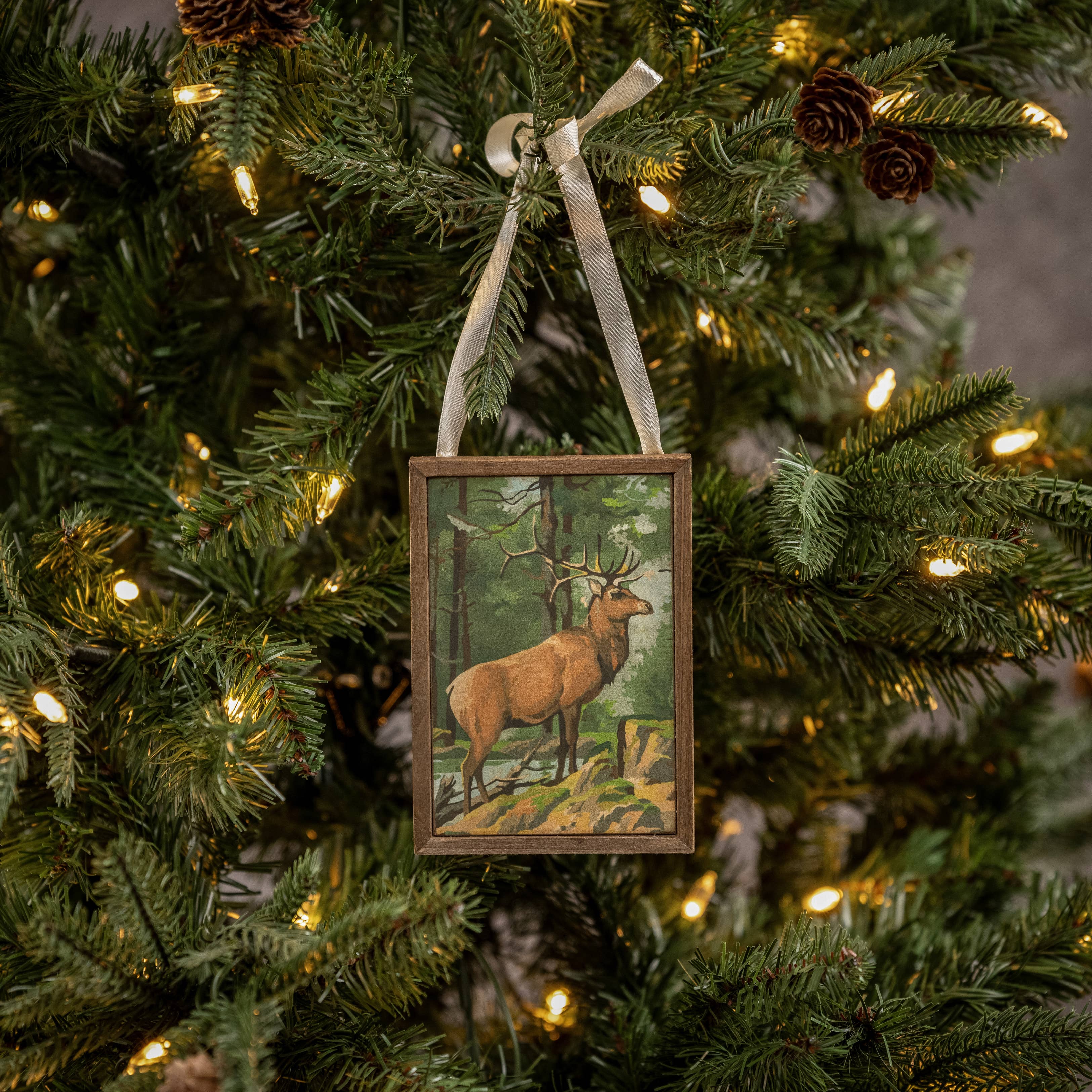 Buck in the Woods Christmas Tree Ornament - Handmade Rustic Deer Decor for Holiday Home & Cabin Decorating