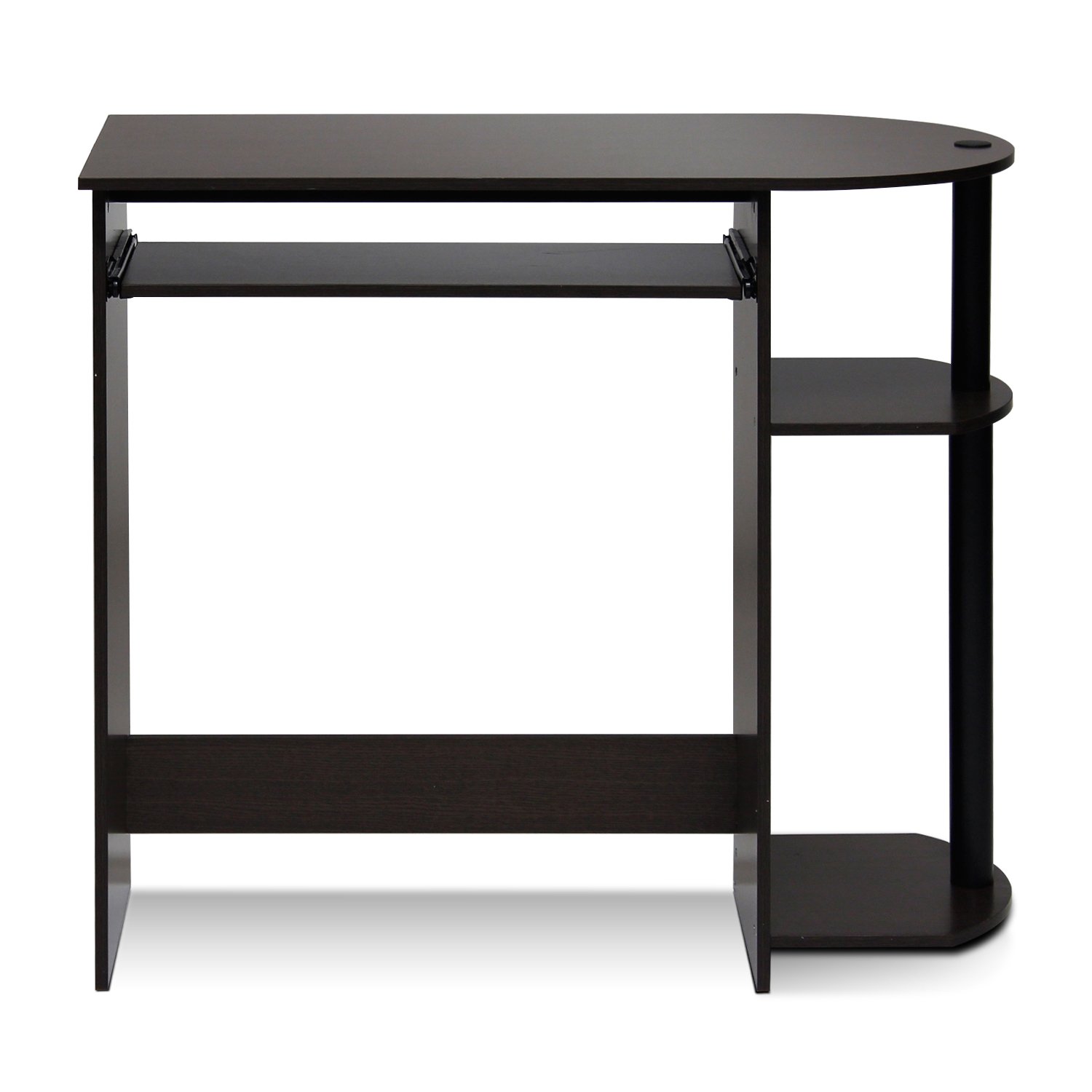 Furinno Simplistic Easy Assembly Computer Desk with Keyboard Tray - Dark Brown/Black Home Office Desk for Small Spaces, Gaming & Study Workstation