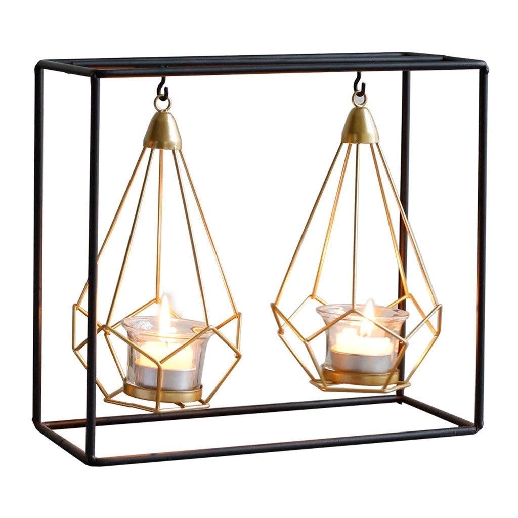 Diamond Shaped Copper Tealight Candle Holder - Geometric Hanging Candlestick Stand for Wedding, Party & Table Decor | Elegant Home & Event Lighting