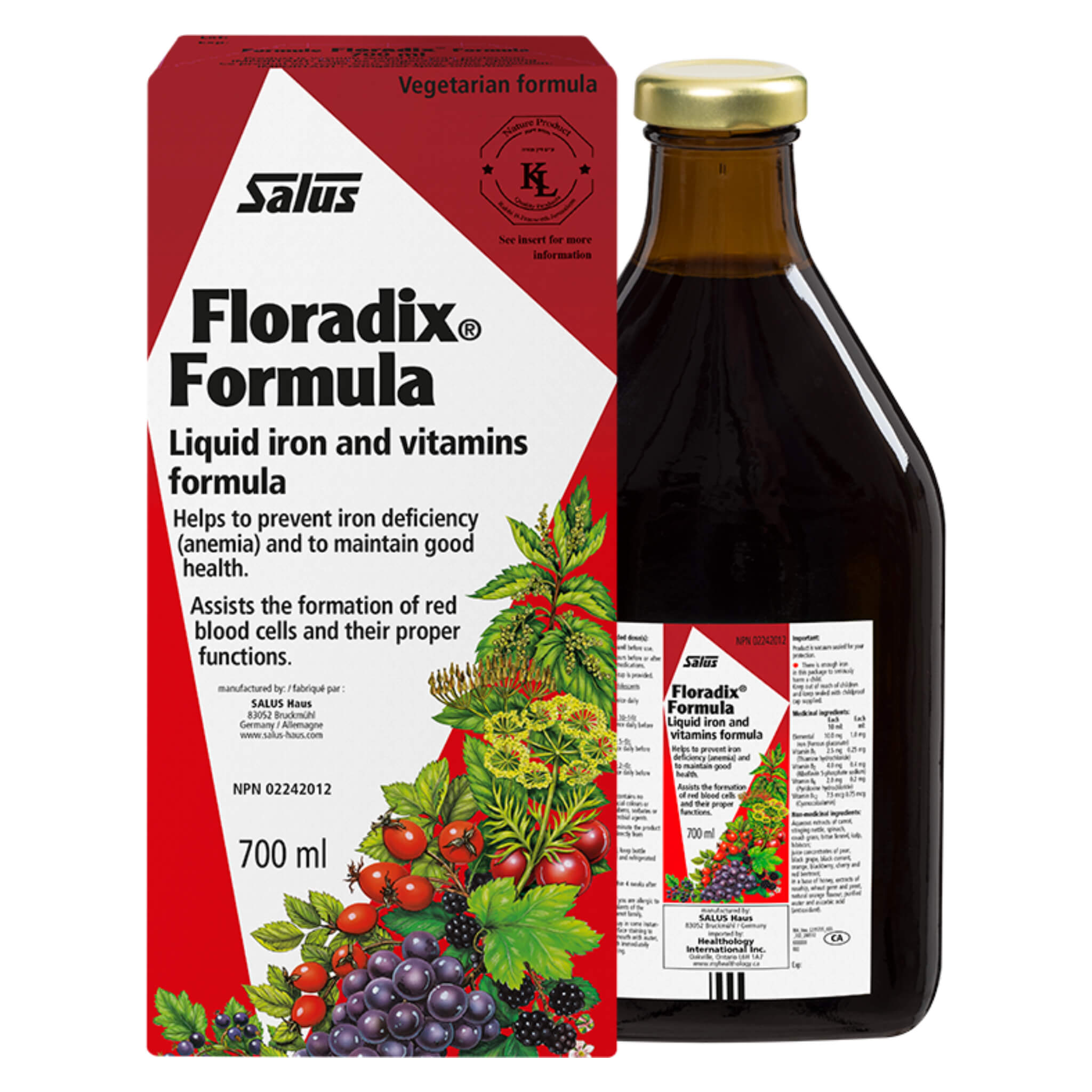 Floradix Iron & Vitamins Formula - Herbal Liquid Iron Supplement with B Vitamins & Natural Ingredients for Energy & Vitality - Supports Healthy Blood & Immune System - Perfect for Active Lifestyles & Vegetarians