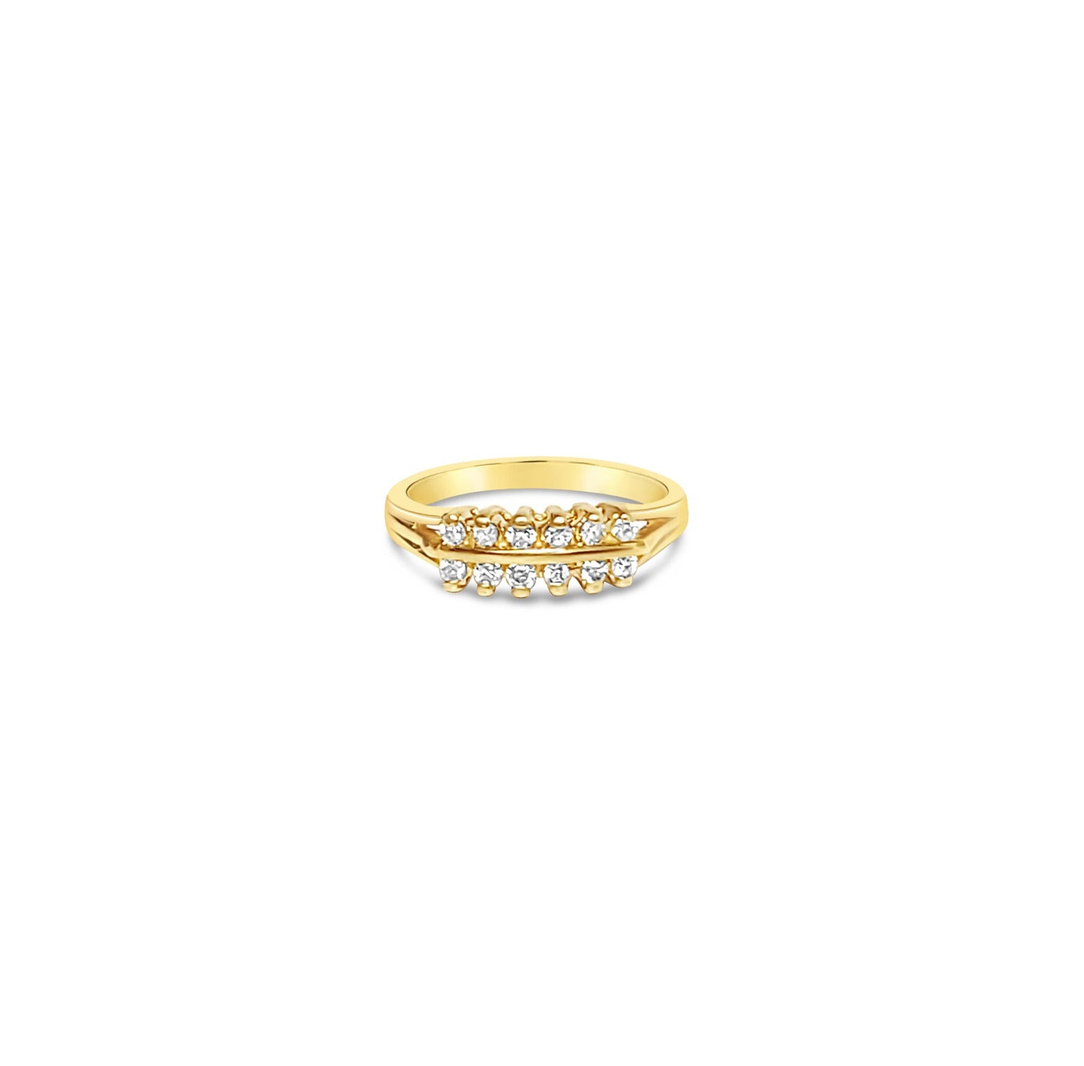 14K Yellow Gold Double Row Prong Diamond Ring 0.34cttw - Elegant Wedding Band, Anniversary Gift for Her, Perfect for Engagement & Special Occasions