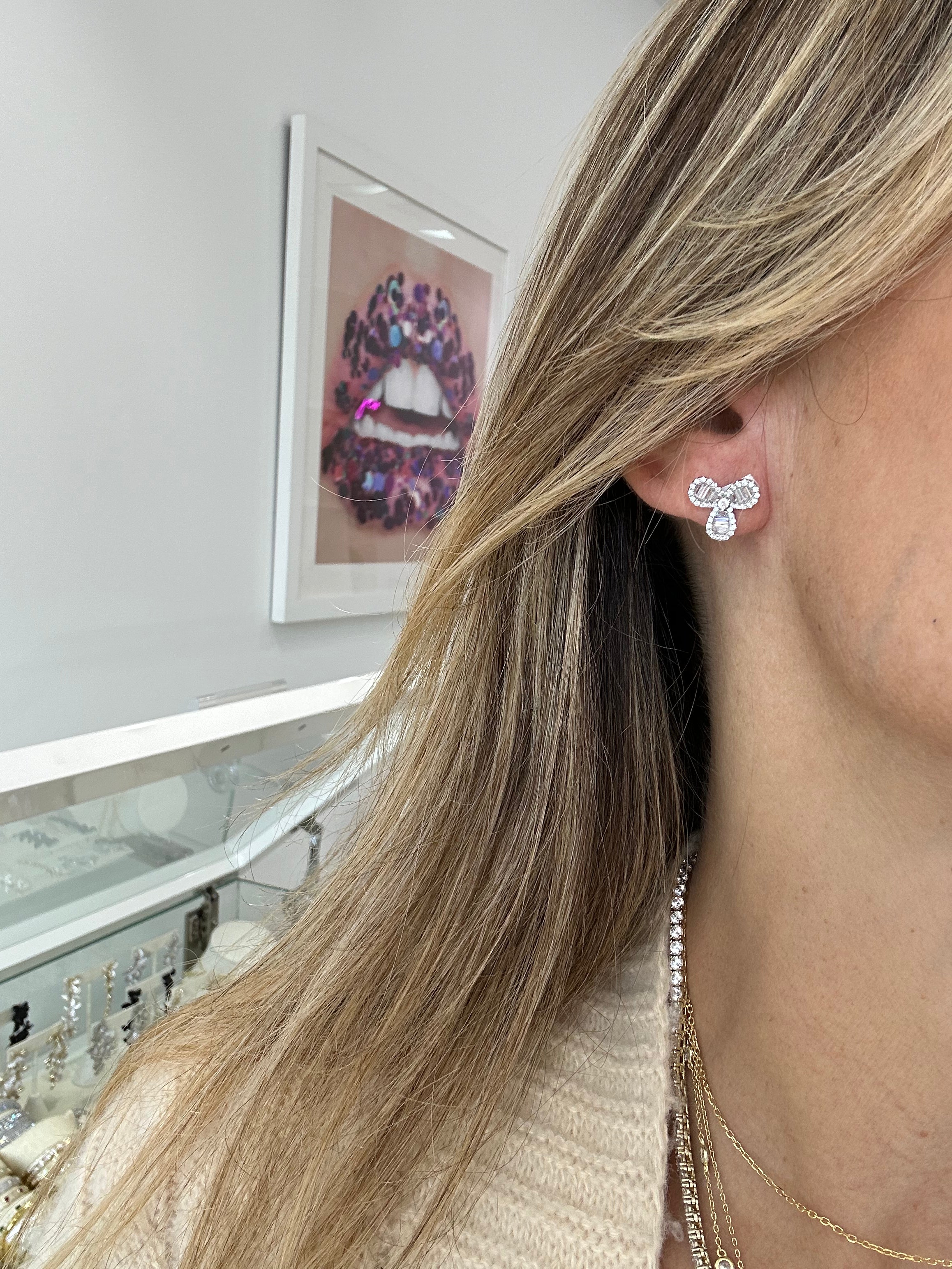 Baguette 3-Leaf Stud Earrings – Elegant Gold/Silver Leaf Design for Women – Perfect for Parties, Weddings & Everyday Wear