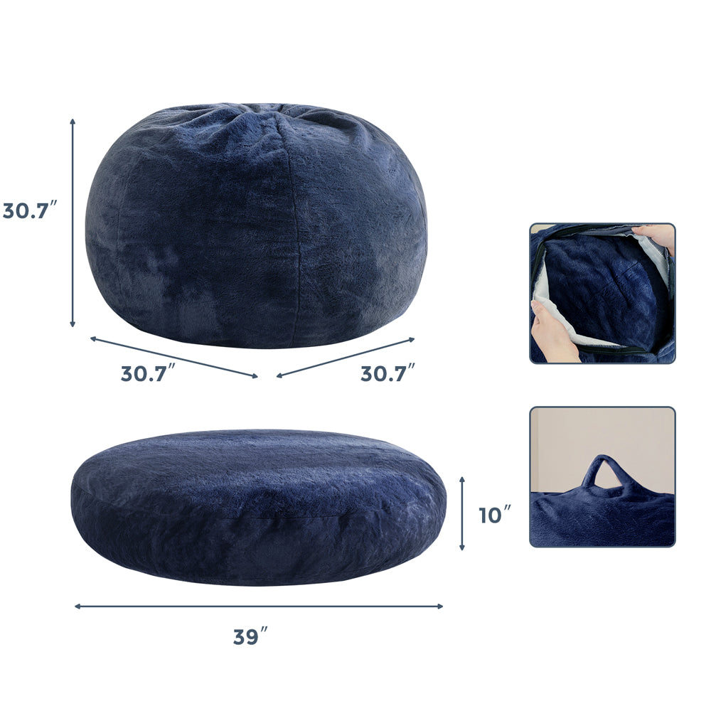 MAXYOYO 2-in-1 Kids Bean Bag Bed & Chair - Convertible Floor Cushion for Playroom, Nursery or Dorm (Blue) - Perfect for Lounging, Reading & Sleepovers