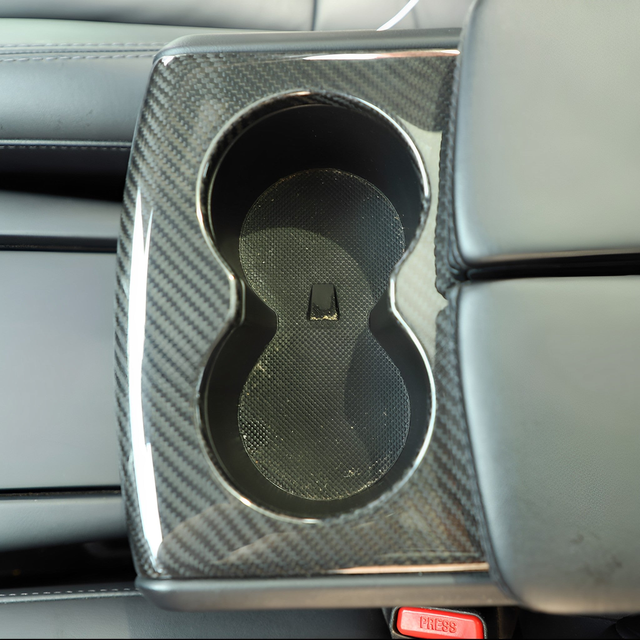 Premium Carbon Fiber Cup Holder Cover Trim for Tesla Model S/X (Pre-Refresh) - Luxury Interior Upgrade for Coffee & Drink Holders