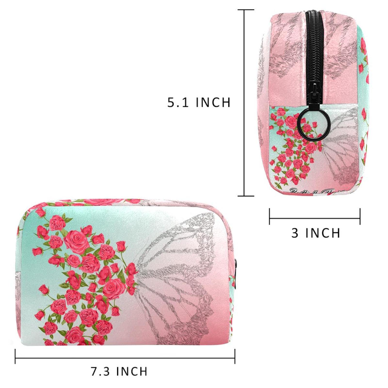 Rose Butterfly Travel Toiletry Bag - Waterproof Cosmetic Organizer with Hanging Hook, Portable Makeup Case for Women | Perfect for Vacation, Business Trips & Gym Essentials