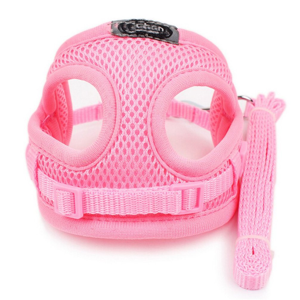Soft Breathable Mesh Small Dog Harness Vest - Adjustable Pet Supplies for Chihuahua, Yorkshire Terrier - Nylon Leash & Collar Set in Pink - Perfect for Walking, Training & Outdoor Adventures