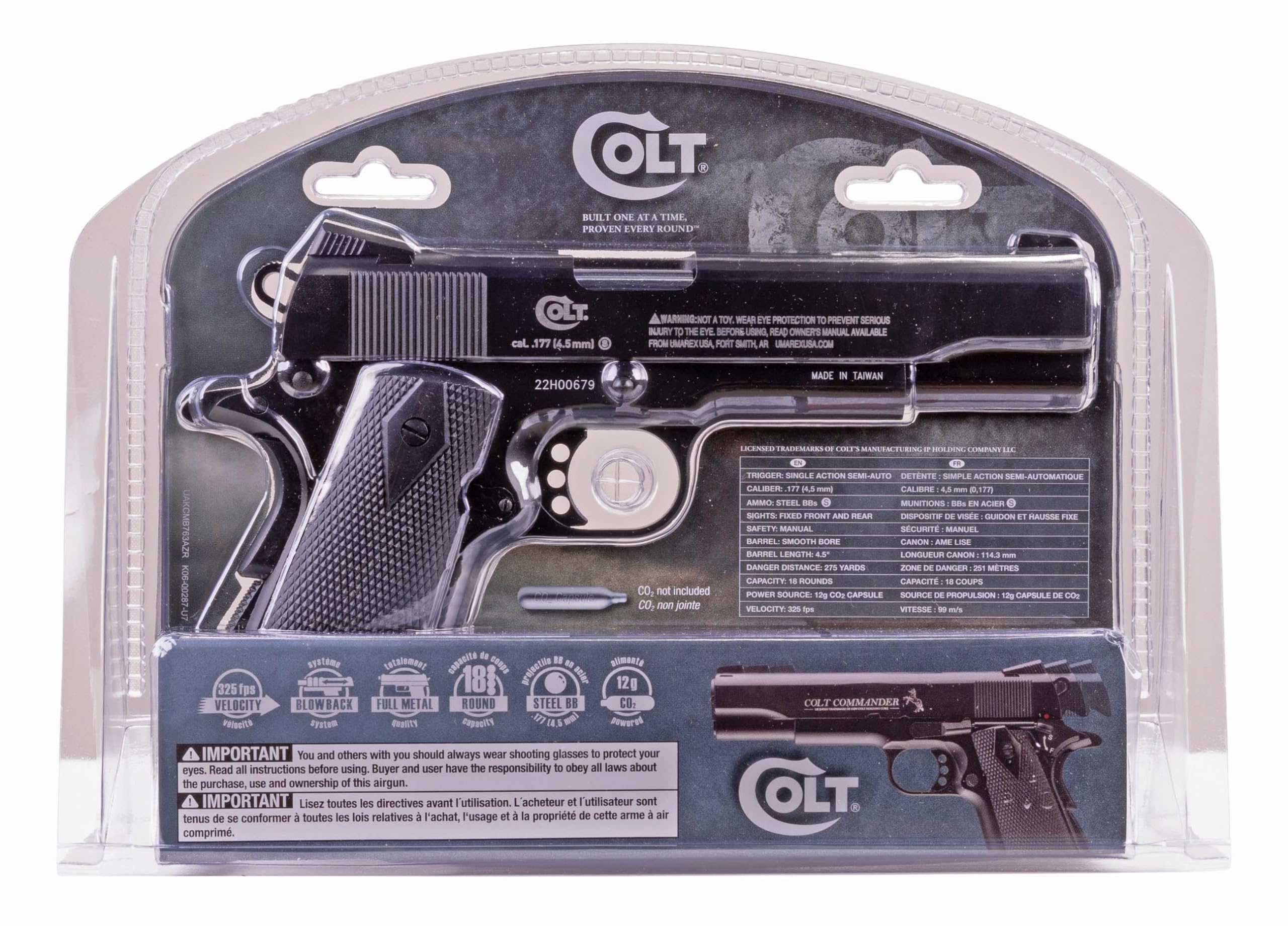 Colt Commander Blowback Metal Frame .177 BB Gun Air Pistol - Realistic CO2 Powered Airgun for Target Practice & Training | Perfect for Backyard Shooting & Outdoor Recreation