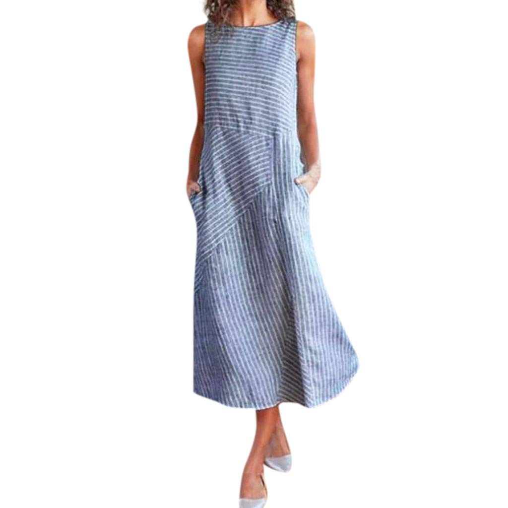 Linen Dresses for Women 2024 - Casual Sleeveless Sundress with Pockets | Beach & Summer Wear