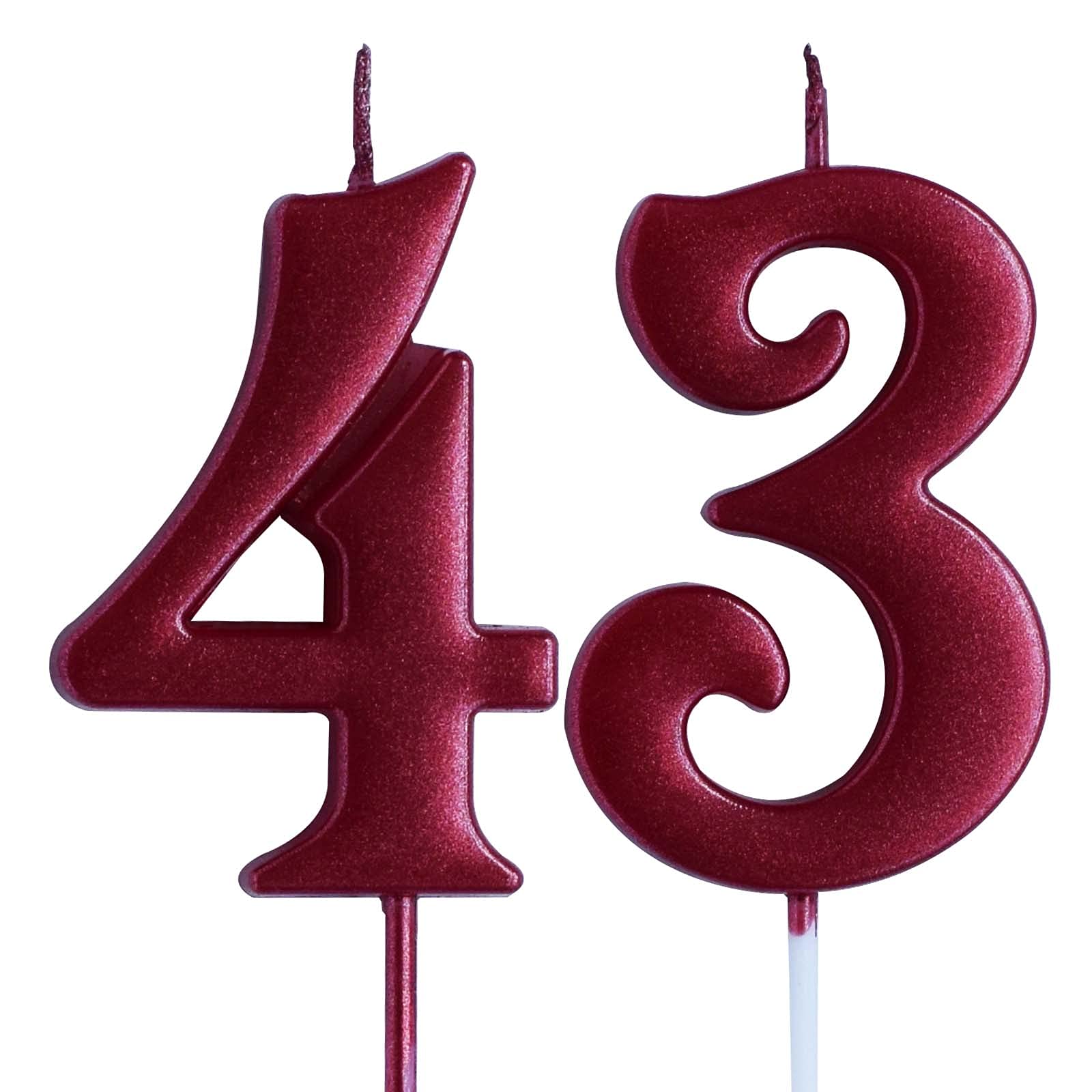 43rd Birthday Candle - Red Number 43 Cake Topper for Women & Men - Party Decorations & Supplies - Perfect for Birthday Cakes, Celebrations & Milestone Parties