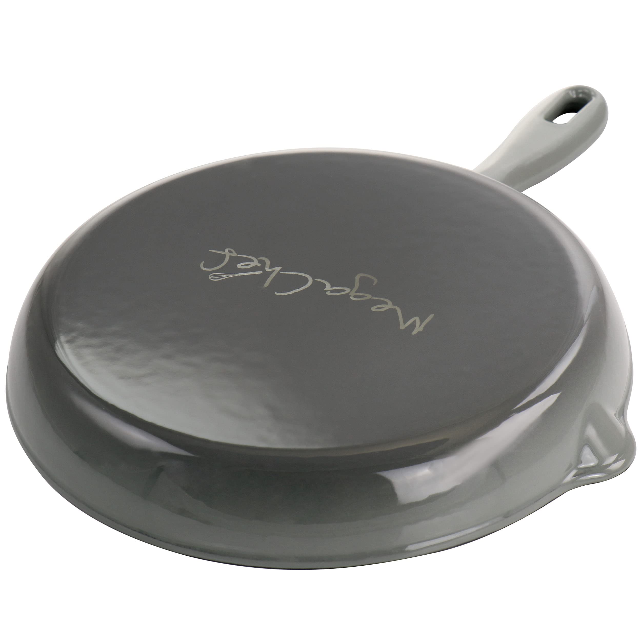 MegaChef 10.25 Inch Round Enameled Cast Iron Skillet - Gray Dutch Oven for Baking, Roasting & Searing - Perfect for Stovetop, Oven & Camping Cooking