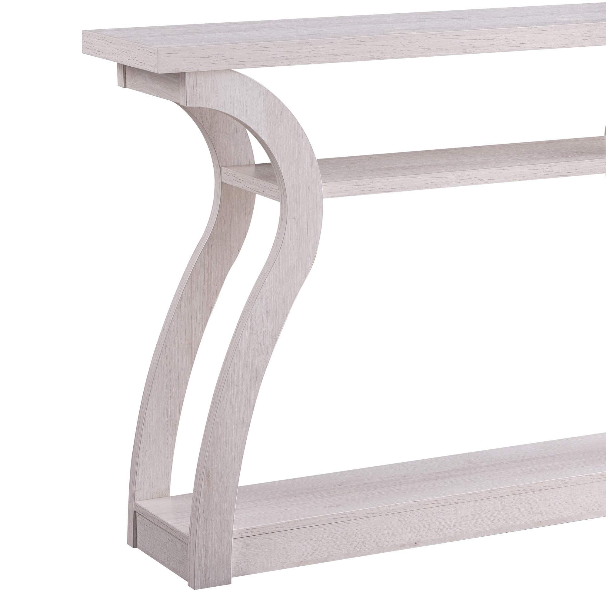 Benjara White Rectangular Wooden Console Table with 2 Bottom Shelves - Entryway, Living Room, Hallway Furniture for Home Decor