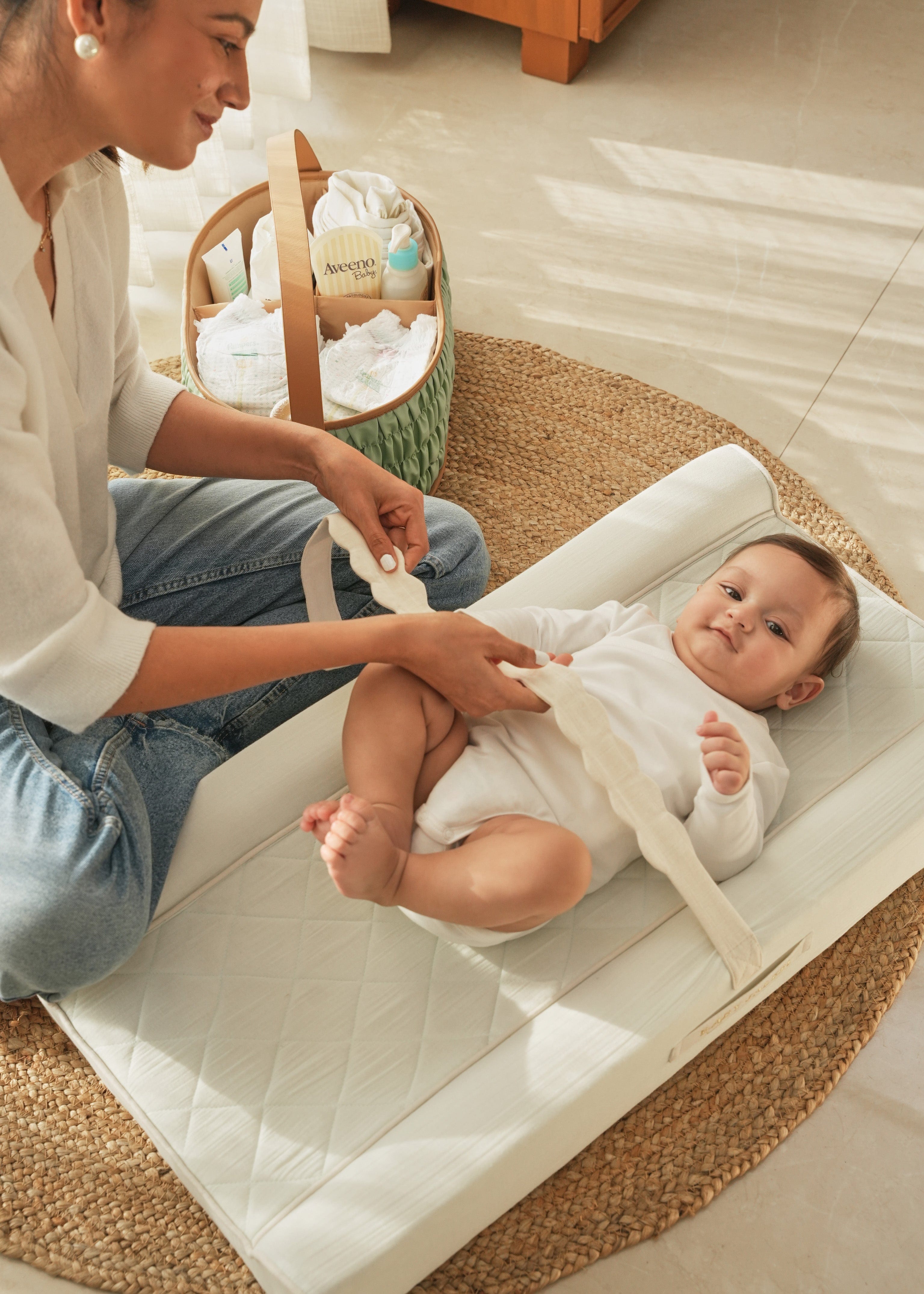 Premium Baby Changing Station - Soft Mint Green - Portable Diaper Changing Pad for Nursery, Travel & On-the-Go - Waterproof & Easy to Clean