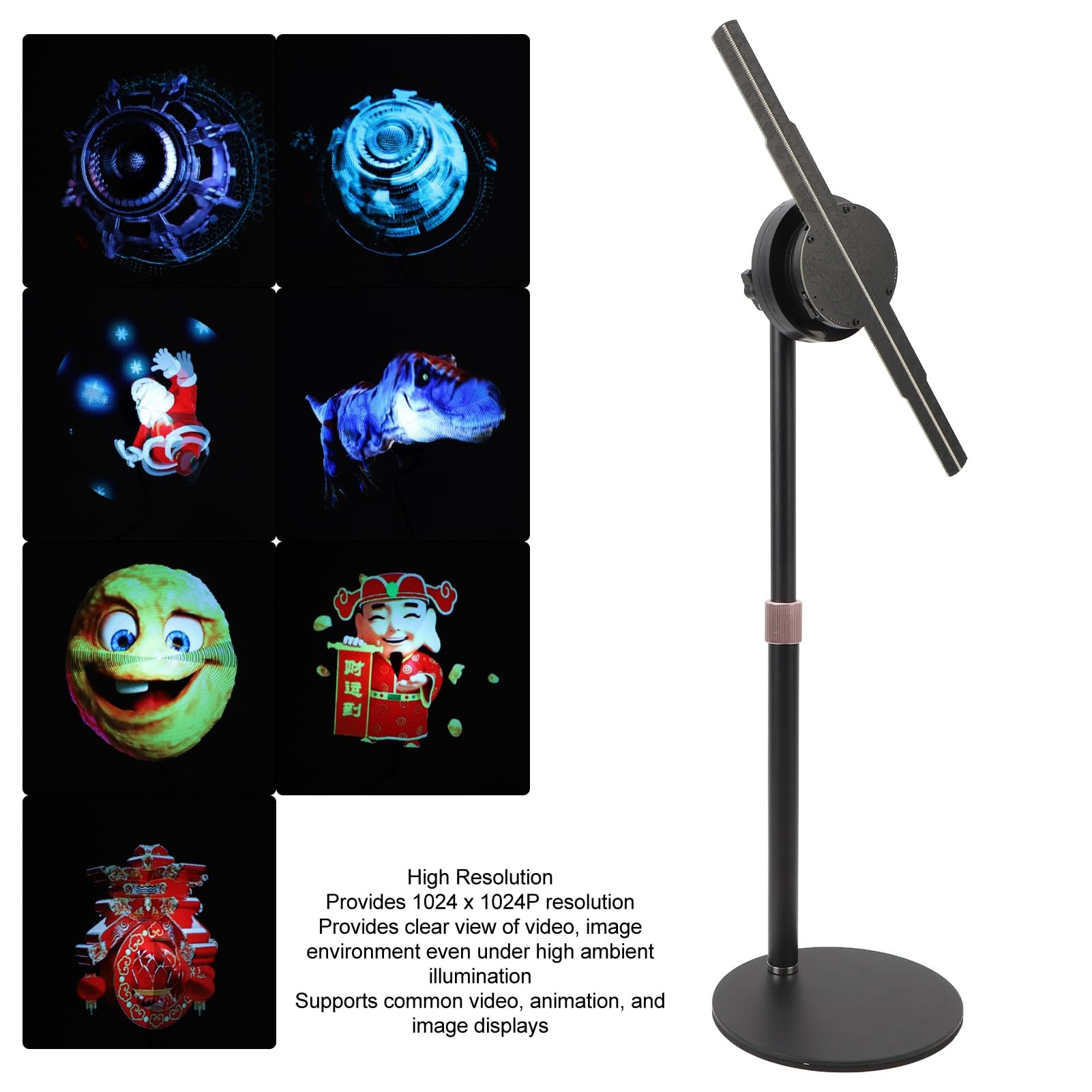 3D Holographic Fan with 256 LED Lights - HD Hologram Projector for Advertising Display, APP Controlled, 16GB Built-in Memory, Compatible with Windows/Android/iOS - Perfect for Retail Stores, Trade Shows, and Digital Signage