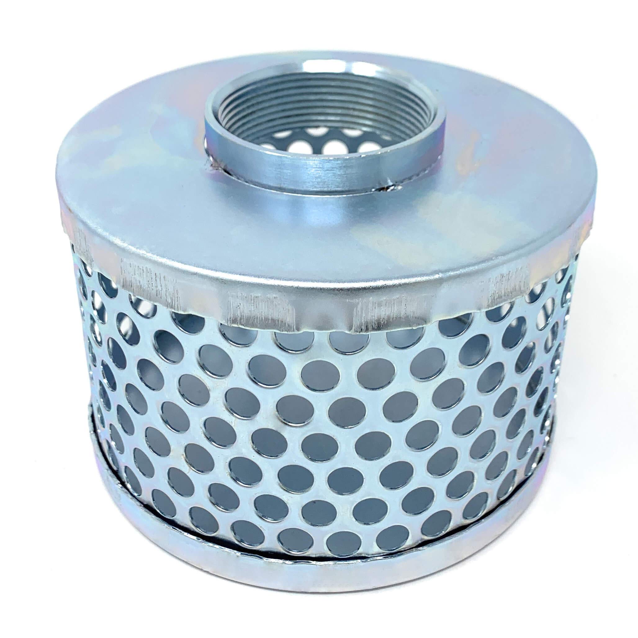 Gloxco 2 Inch Suction Strainer with Round Holes - Zinc Plated Steel Filter for Pumps, Pools & Plumbing - Durable Water Filtration Solution (STR-RH200)