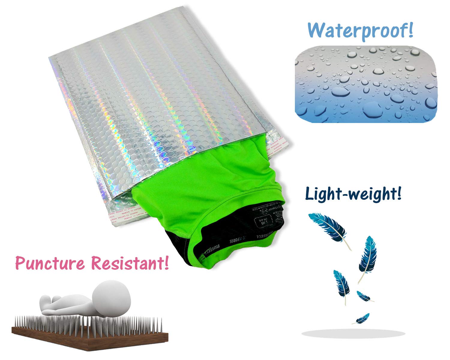 Large Metallic Holographic Bubble Mailers 10x14 Inches (9.5x13.5