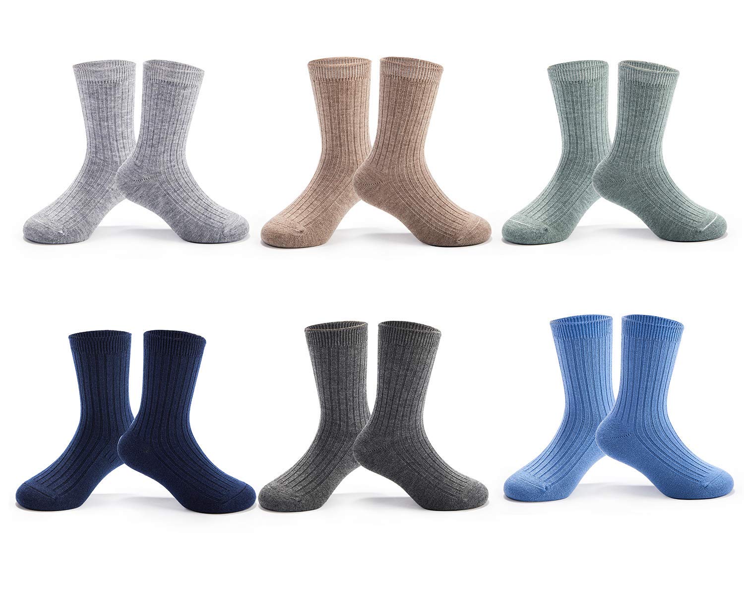 Warm Wool Socks for Boys - 6 Pairs Kids Winter Thermal Crew Socks for Outdoor Play